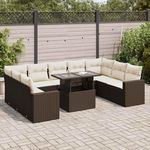 VIDAXL Salon de jardin 10 pcs avec coussins marron resine tressee