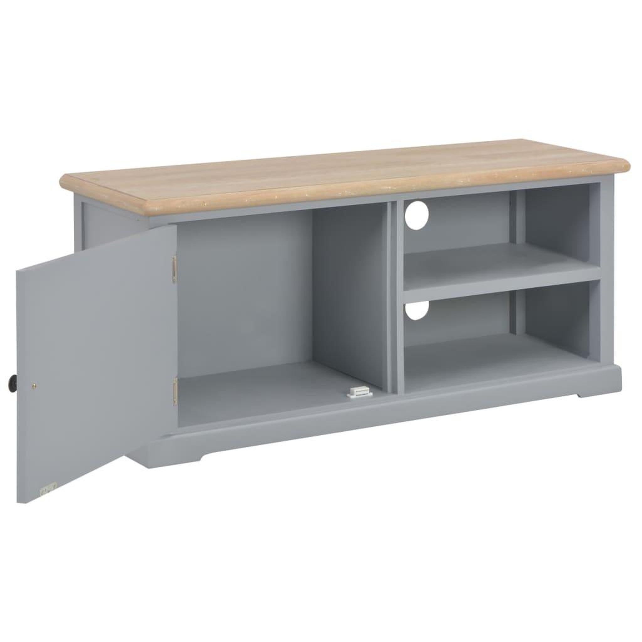 Voir la diapositive 2 : VIDAXL Meuble TV Gris 90x30x40 cm Bois