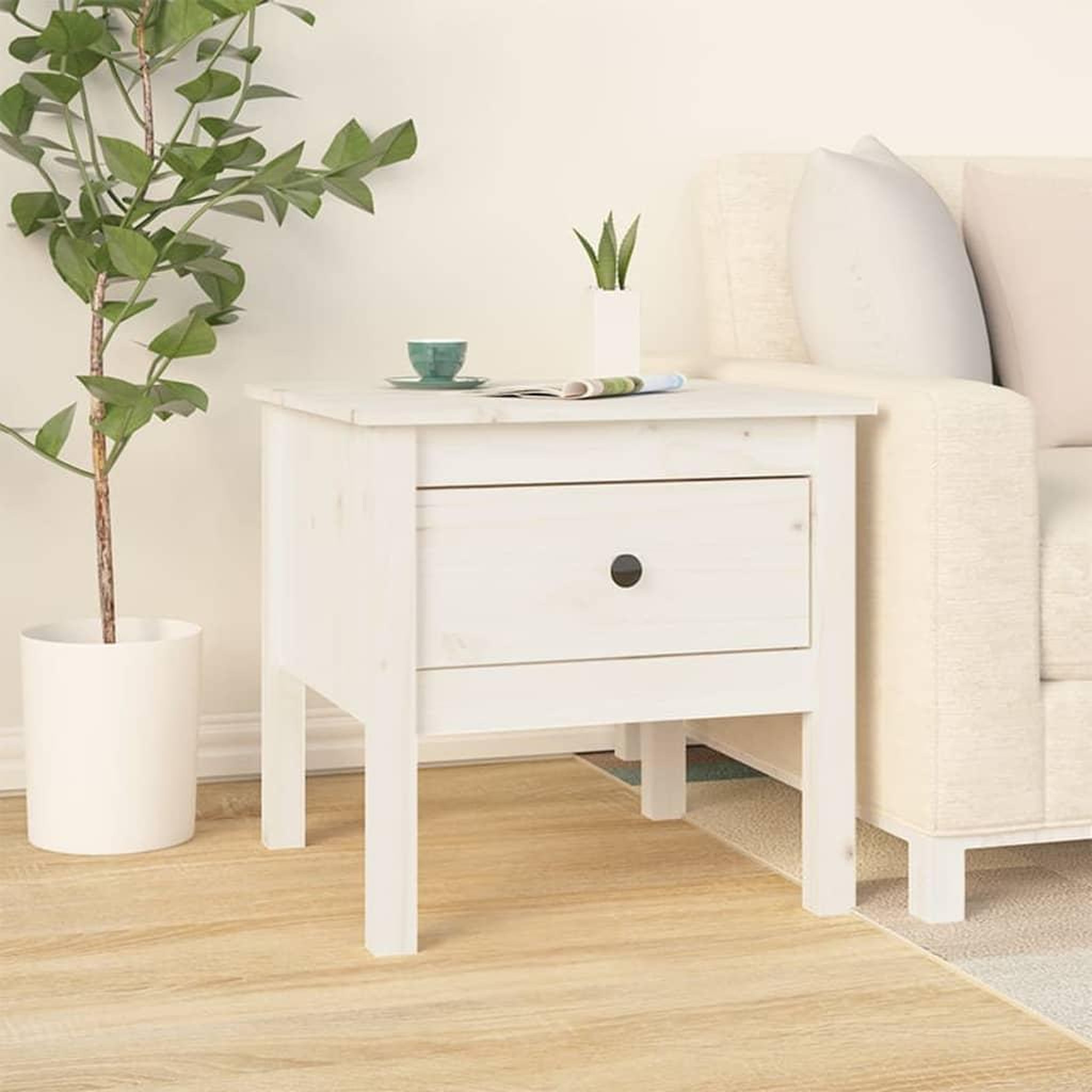 Voir la diapositive 4 : VIDAXL Tables d'appoint 2 pcs Blanc 50x50x49 cm Bois massif de pin