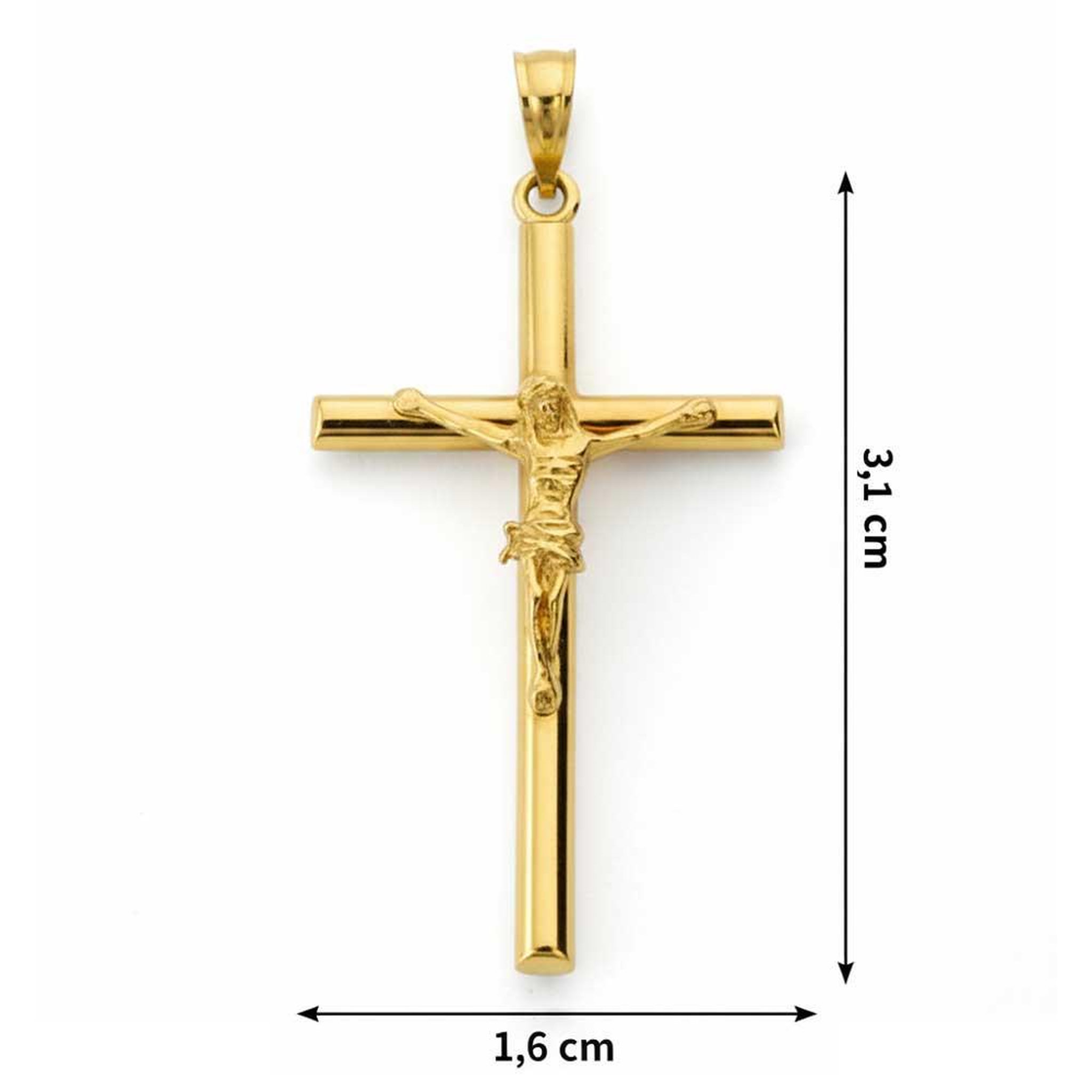 Voir la diapositive 2 : L'ATELIER D'AZUR Pendentif - Médaille Christ sur la Croix Or Jaune - Chaine Offerte