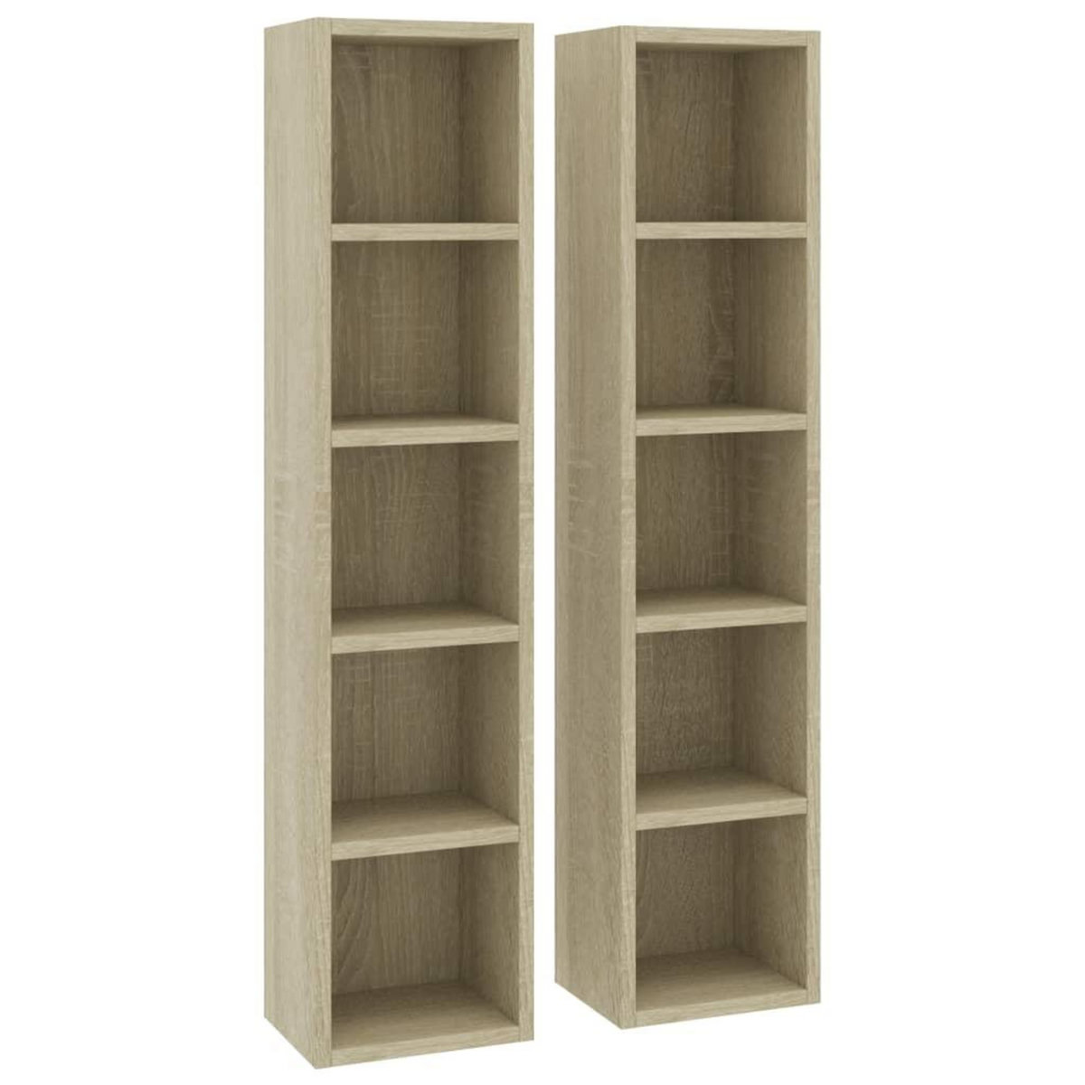 VIDAXL Armoires a CD 2 pcs Chene sonoma 21x16x93,5cm Bois d'ingenierie