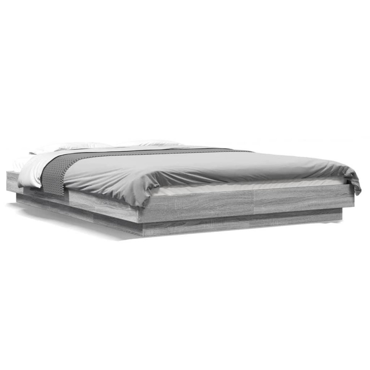 VIDAXL Cadre de lit et lumieres LED sans matelas sonoma gris 135x190cm