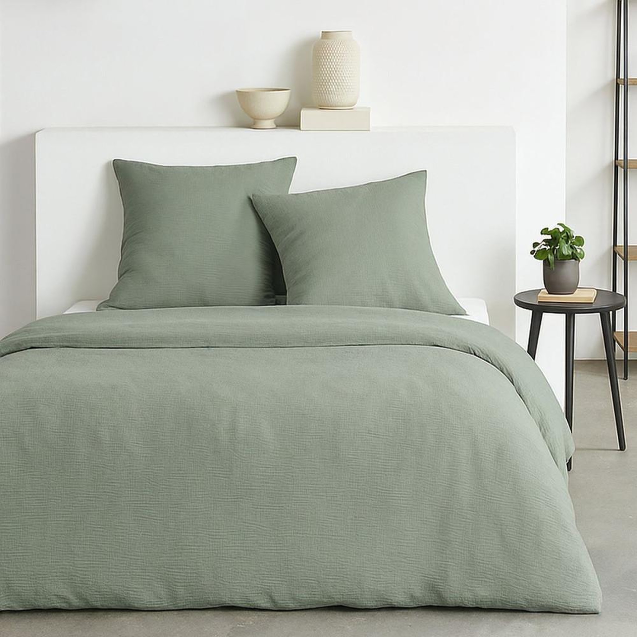 Today Parure de lit - TODAY - Essential - 2 personnes - 220 x 240 cm - Effet crépon sauge