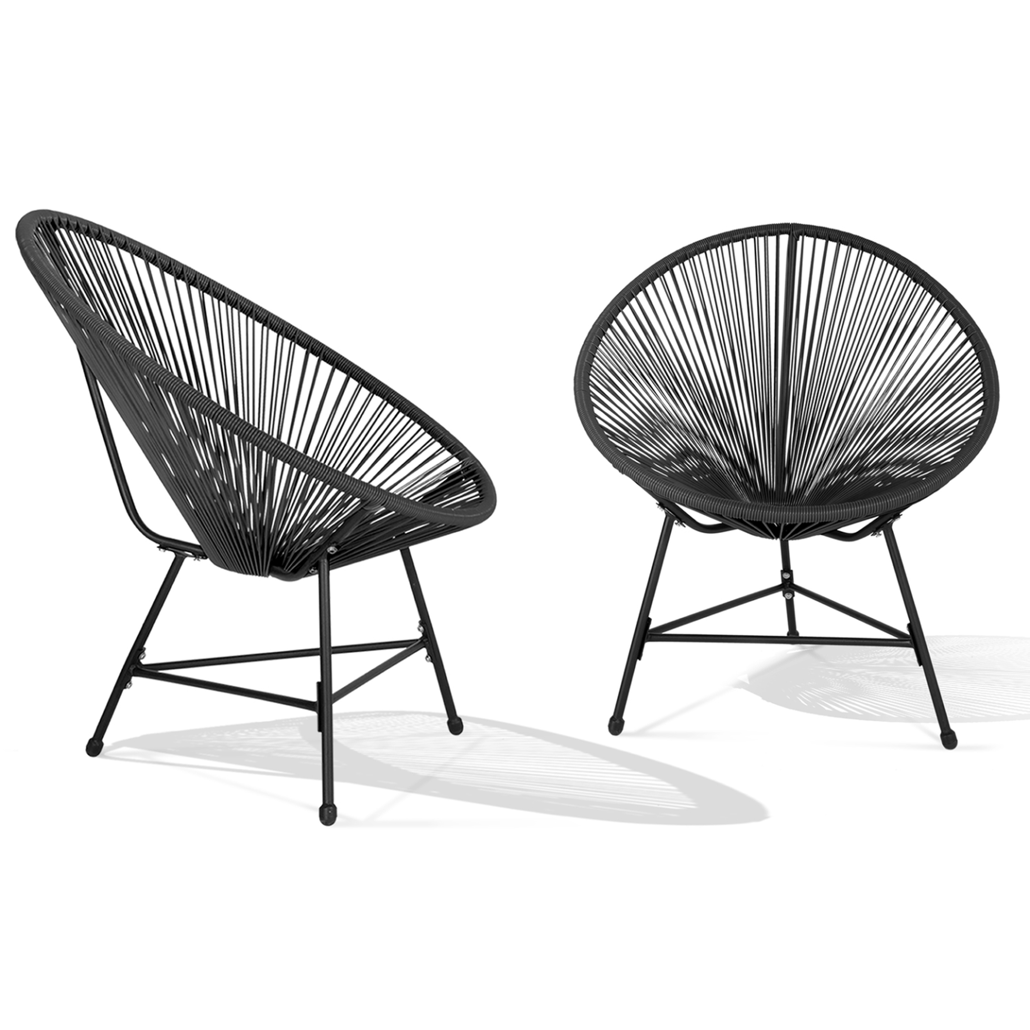 Voir la diapositive 5 : ID MARKET Salon de jardin izmir table et 2 fauteuils oeuf cordage noir