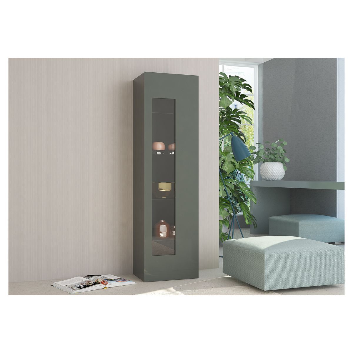 Vitrine 1 porte 4 étagères TECHNO