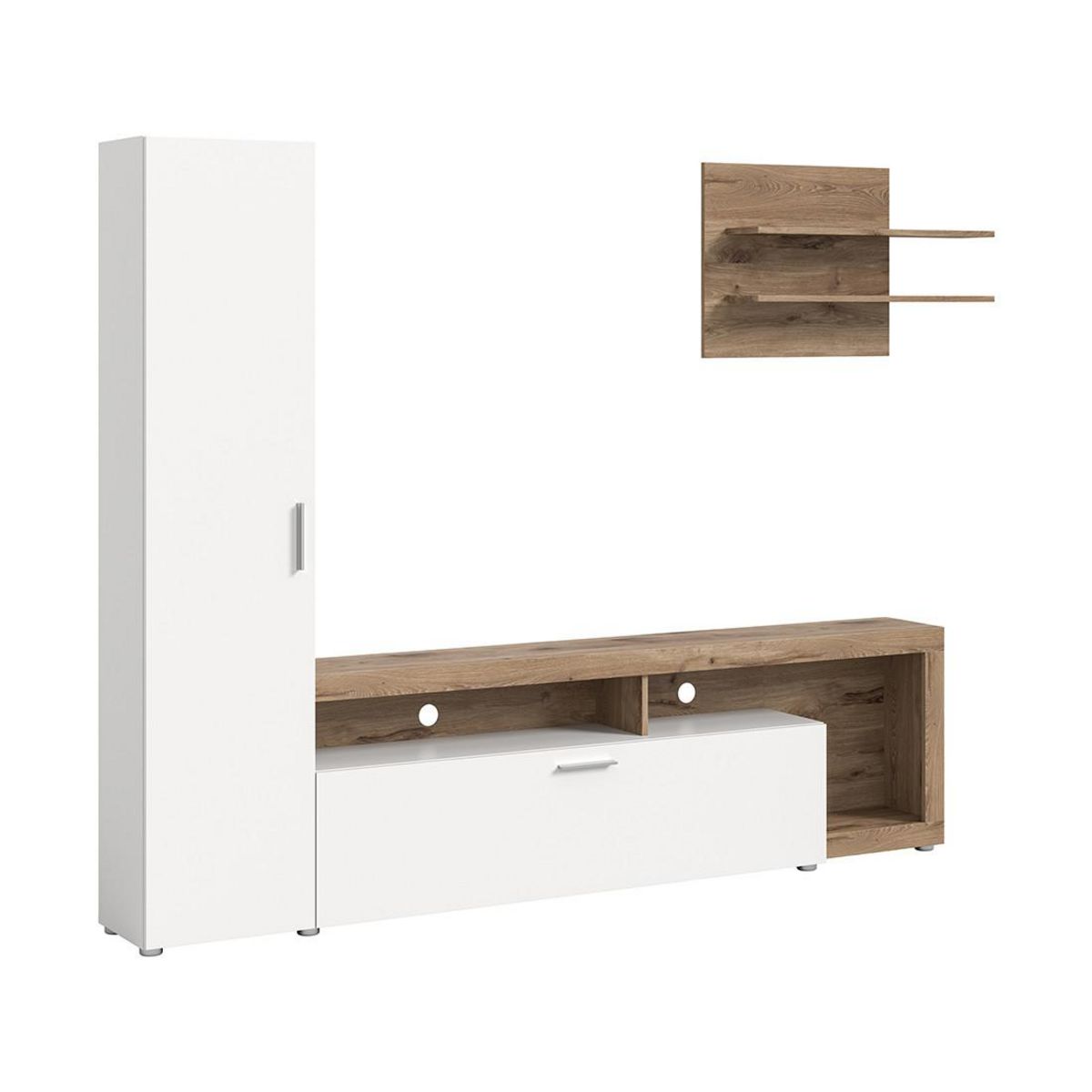 BEST MOBILIER Bromley - ensemble meuble tv - effet bois et blanc - 218 cm