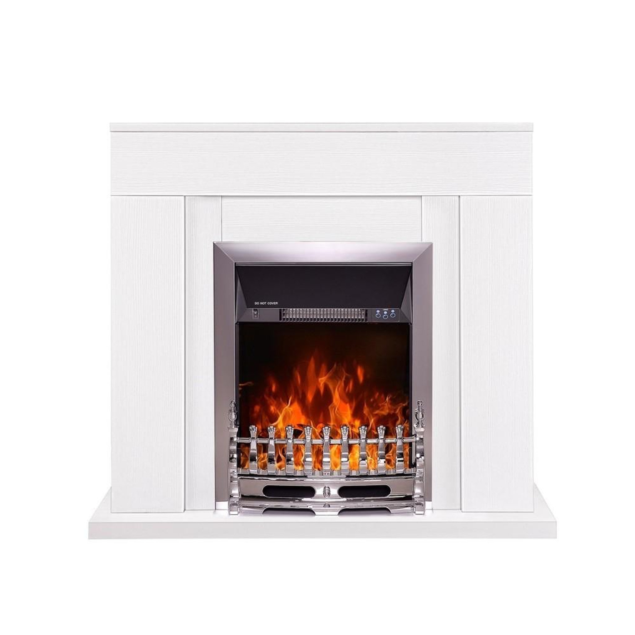ARTFLAME Cheminée électrique sur pied - agnes blanc & galileo silver - 2000 w - flamme led orange - style classique