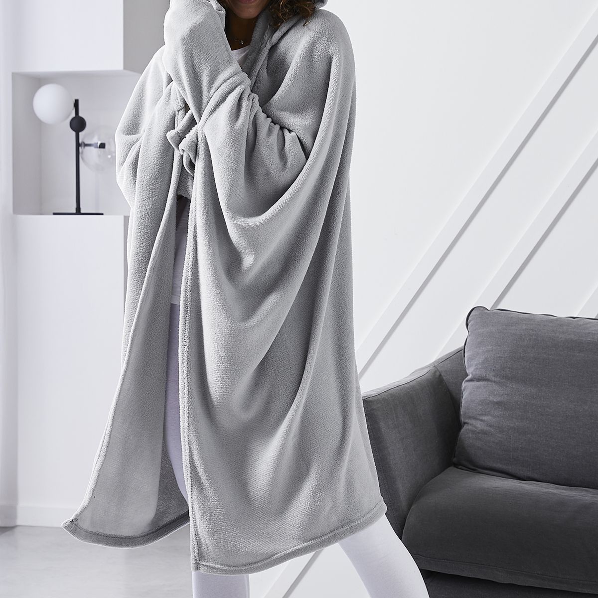 TODAY Plaid TV à capuche doux et moelleux en polyester 