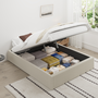 Voir la diapositive 5 : CONCEPT USINE Lit avec coffre de rangement 140x190cm velours côtelé beige AUSTIN