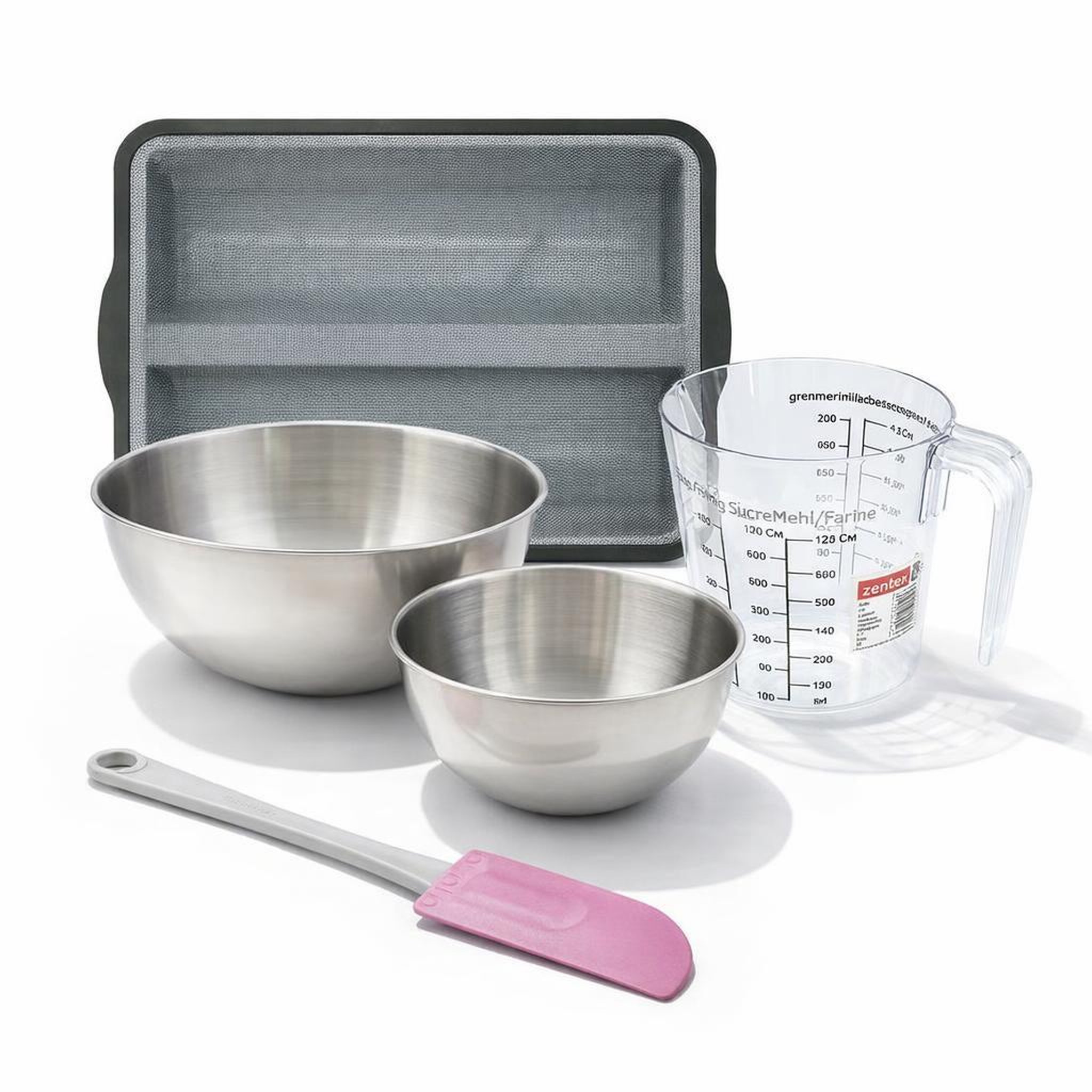 ZENKER Set à pâtisserie 1 moule à baguettes en silicone fibre de verre 2 bols à mixer 1 verre mesureur 1 spatule zenker