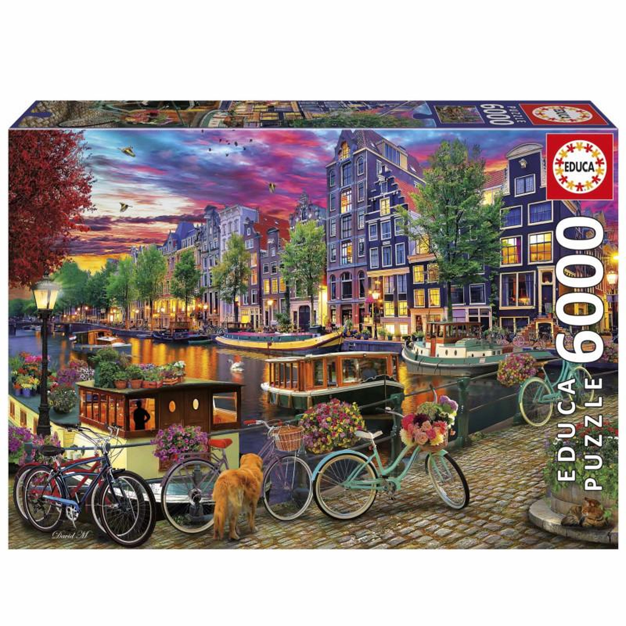 EDUCA Puzzle 6000 pièces – Vélos à Amsterdam – Scène urbaine européenne – Très grand format 156 x 107 cm – Défi adulte dès 15 ans – Educa