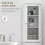 KLEANKIN Meuble colonne de salle de bain placard porte acrylique 2 étagères placard porte 1 étagère tiroir MDF blanc