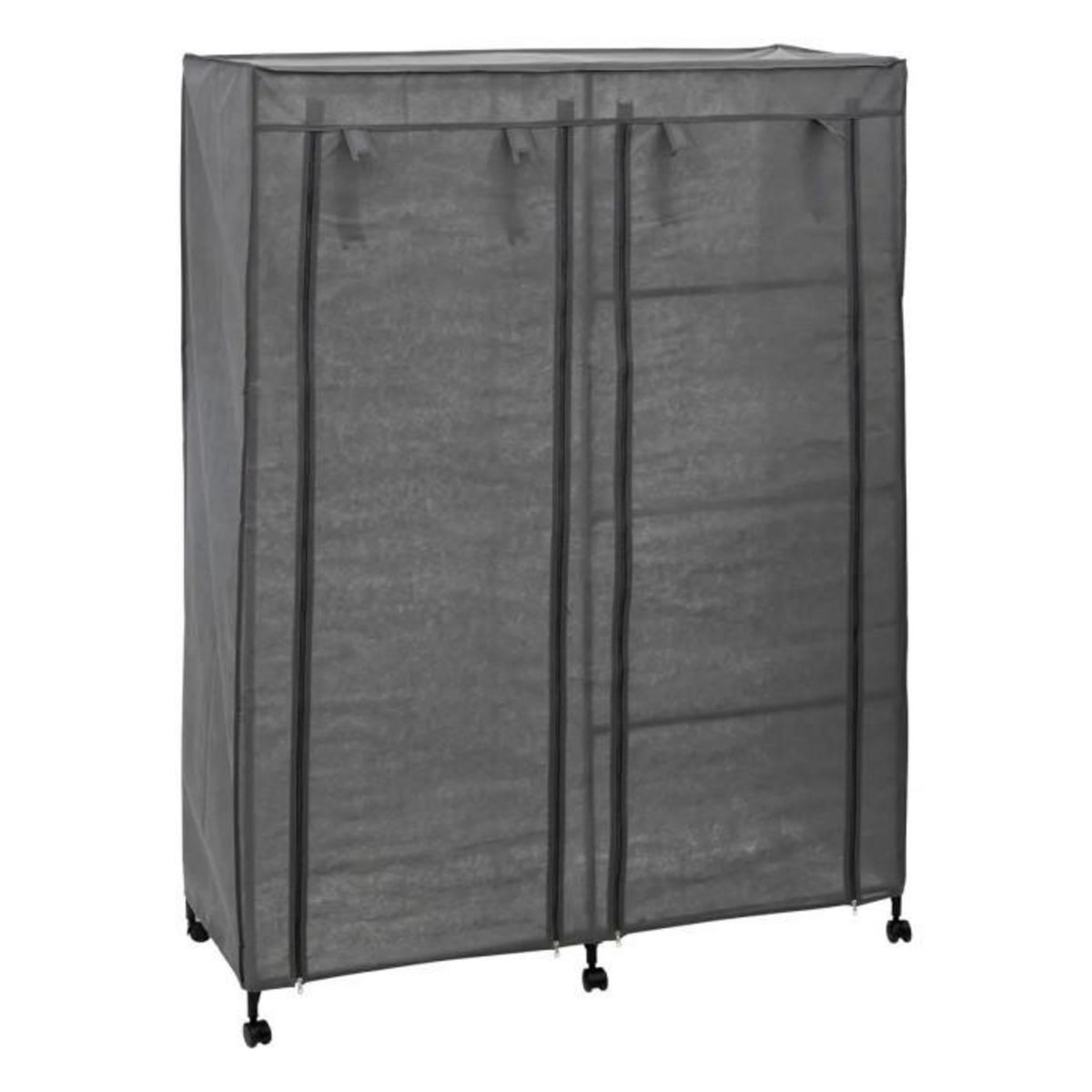 FIVE Armoire de Rangement Vêtement  Double  168cm Gris
