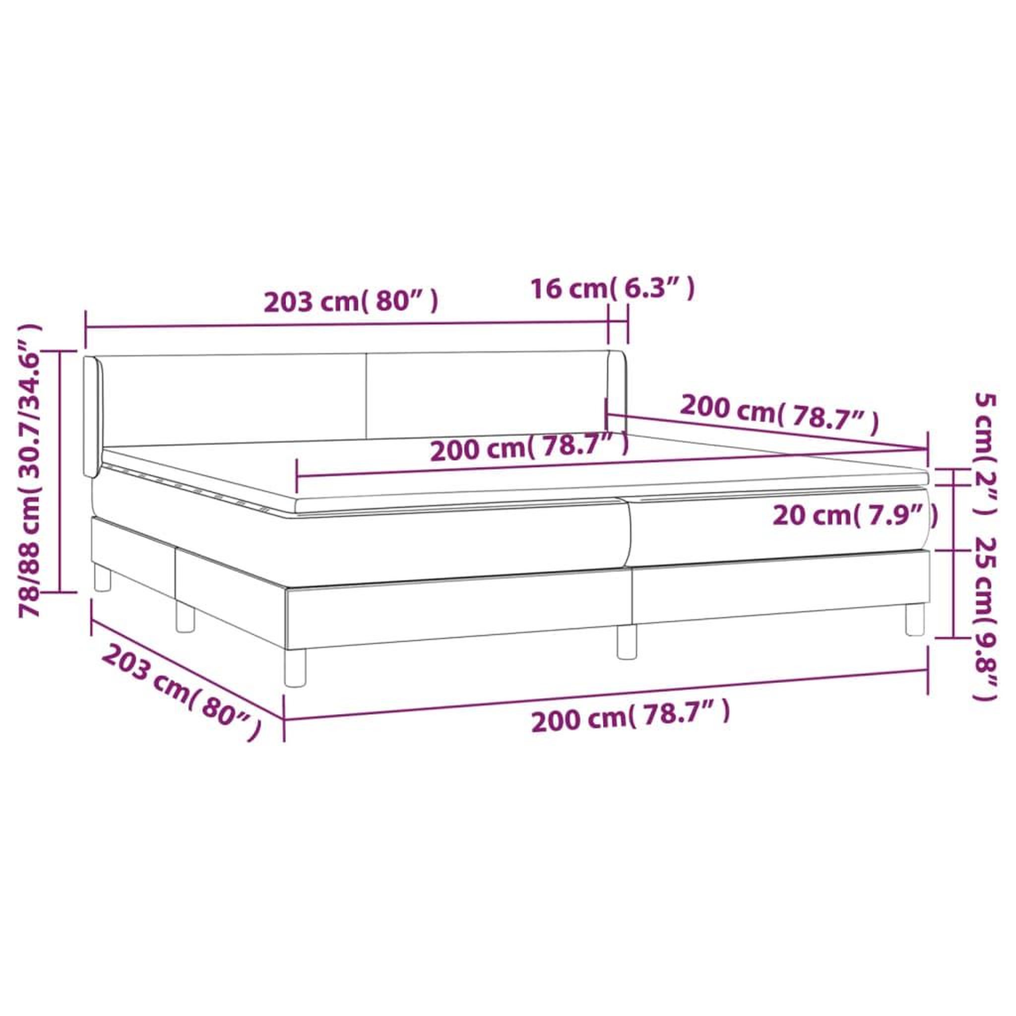Voir la diapositive 6 : VIDAXL Sommier a lattes de lit avec matelas Cappuccino 200x200 cm
