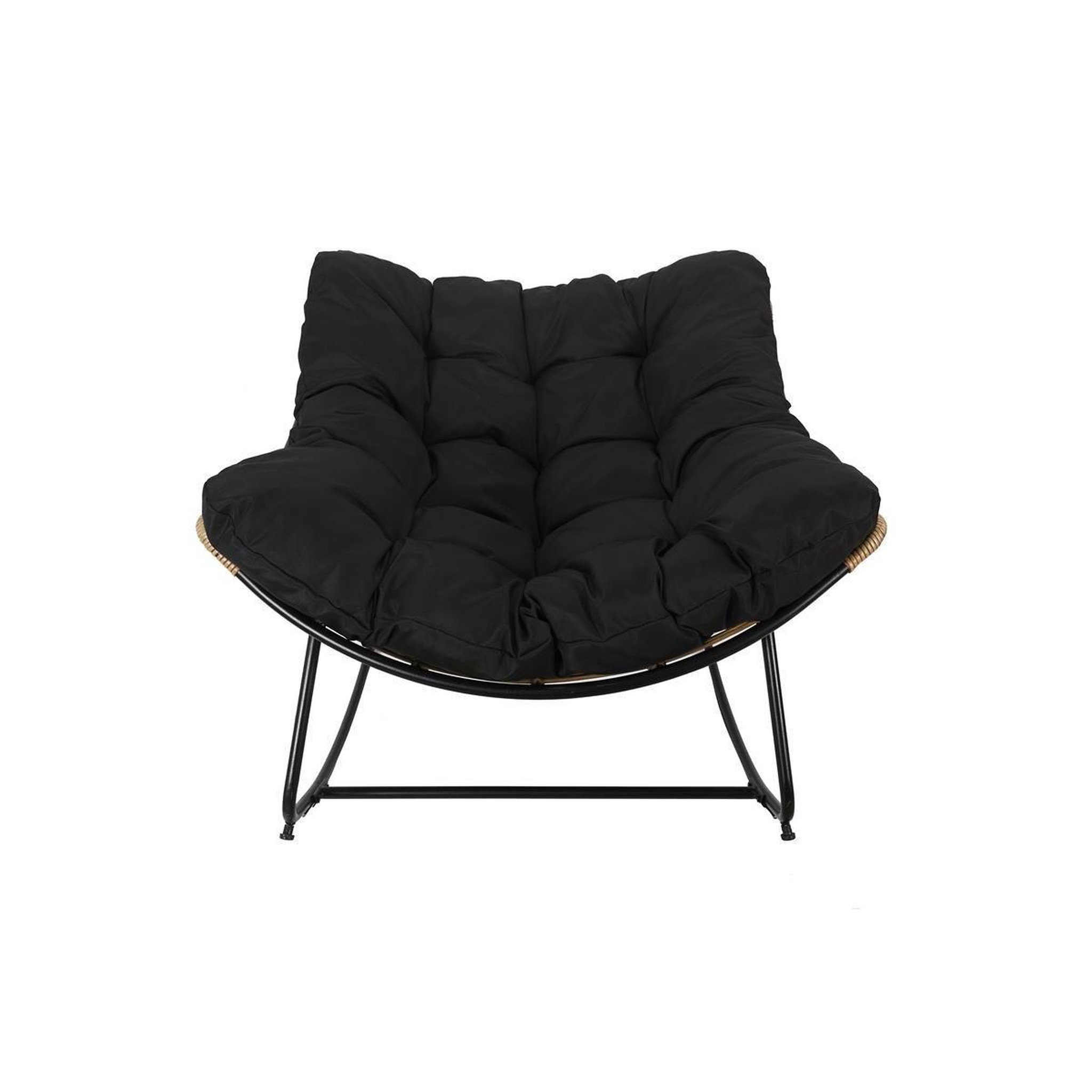 Voir la diapositive 2 : The Home Deco Factory Fauteuil à Bascule & Coussin  Tulum  114cm Noir