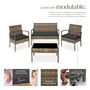 Voir la diapositive 3 : tectake Salon de jardin pour 4 personnes marron naturel
