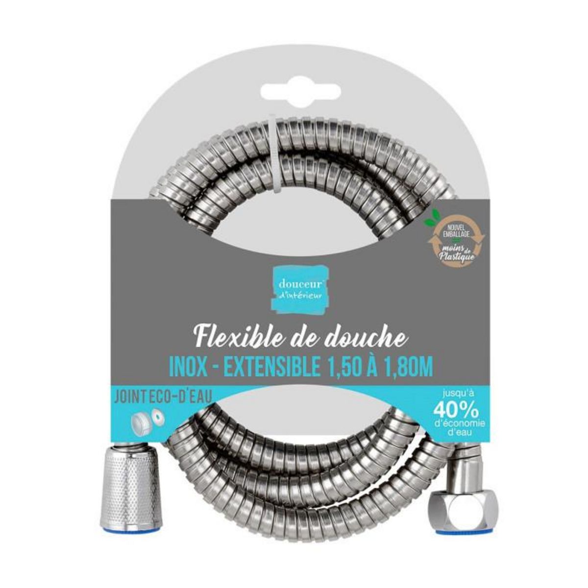 Paris Prix Flexible de Douche  Extensible  1,5-1,8m Chrome