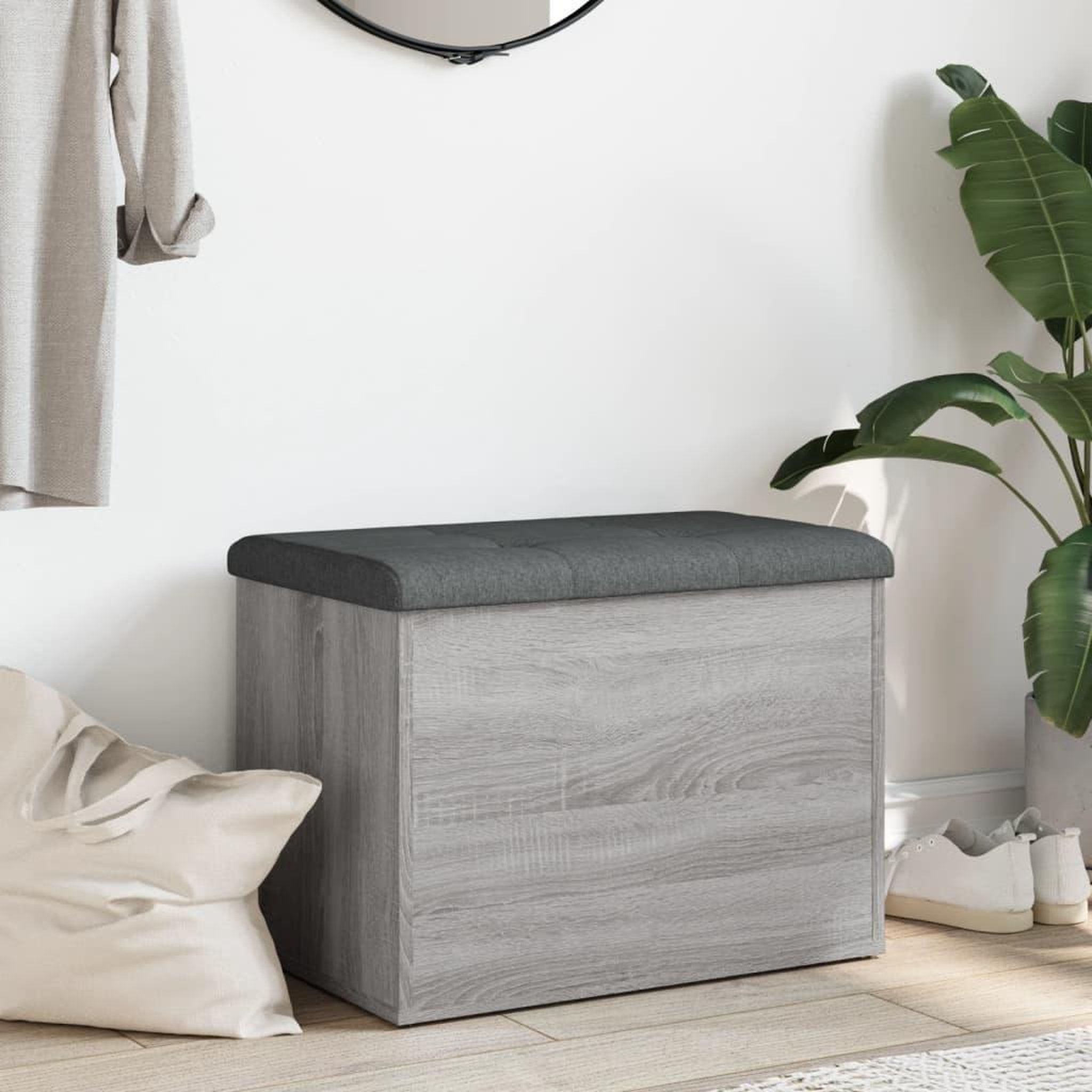 Voir la diapositive 3 : VIDAXL Banc de rangement sonoma gris 62x42x45 cm bois d'ingenierie