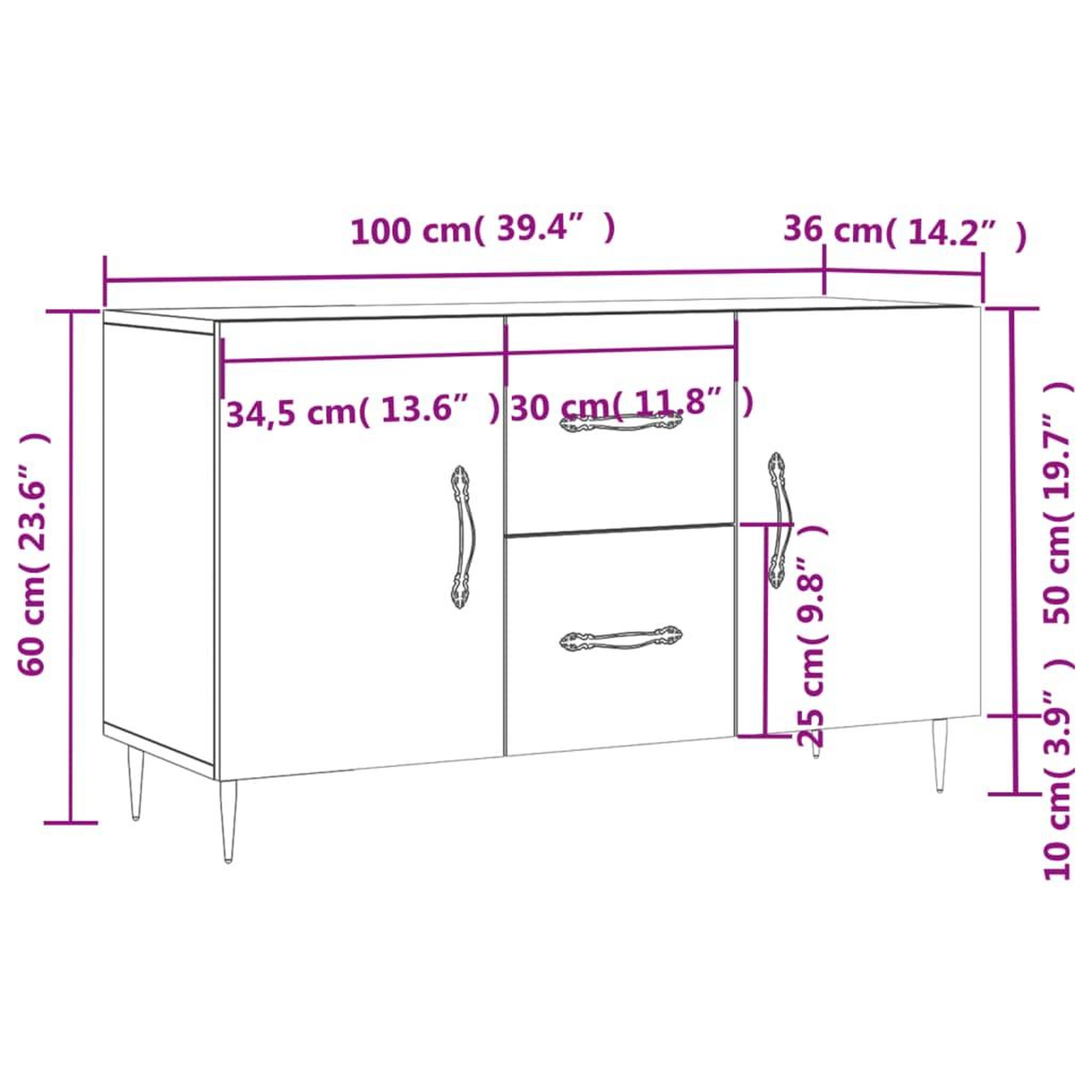 Voir la diapositive 6 : VIDAXL Buffet gris beton 100x36x60 cm bois d'ingenierie