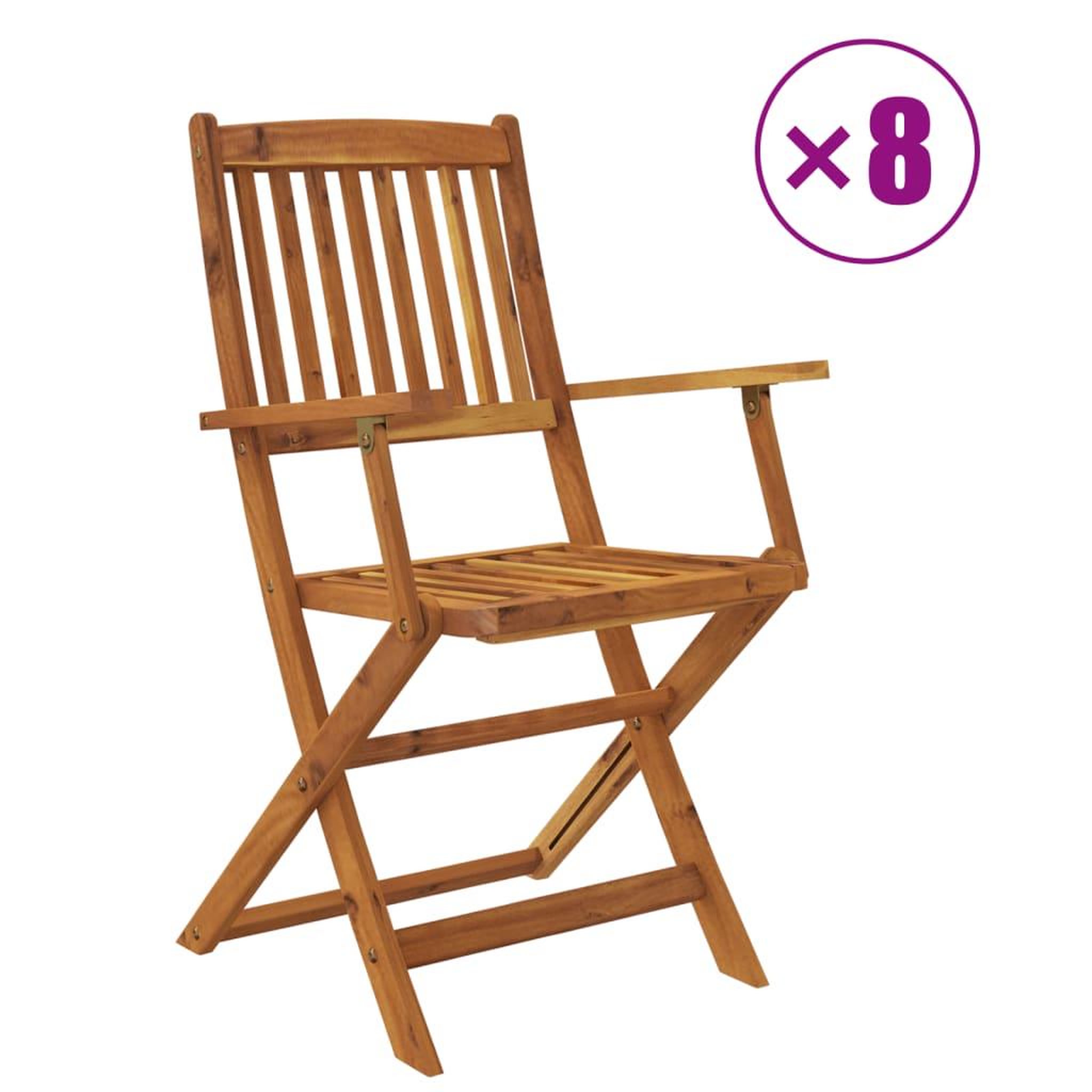 Voir la diapositive 2 : VIDAXL Ensemble a manger d'exterieur pliable 9pcs Bois d'acacia solide