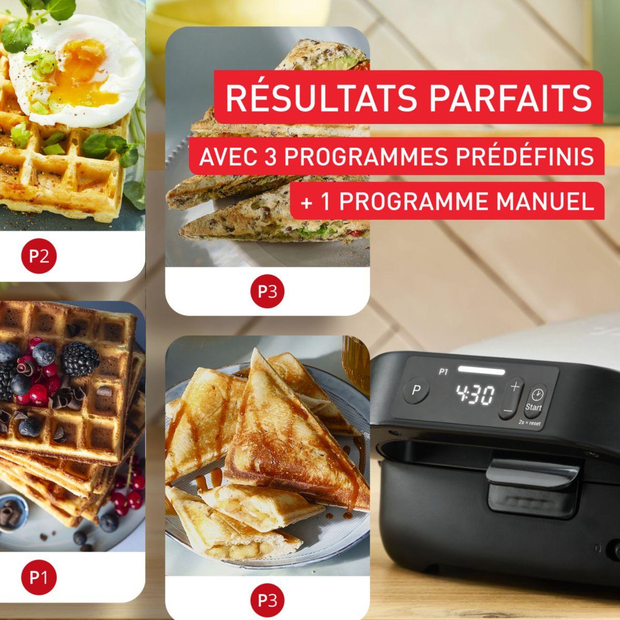 Voir la diapositive 4 : TEFAL Gaufrier, croque monsieur SW873BF0 snack collection