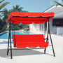 Voir la diapositive 2 : OUTSUNNY Balancelle de jardin 3 places toit inclinaison réglable coussins assise et dossier 1,72L x 1,1l x 1,52H m acier noir polyester rouge