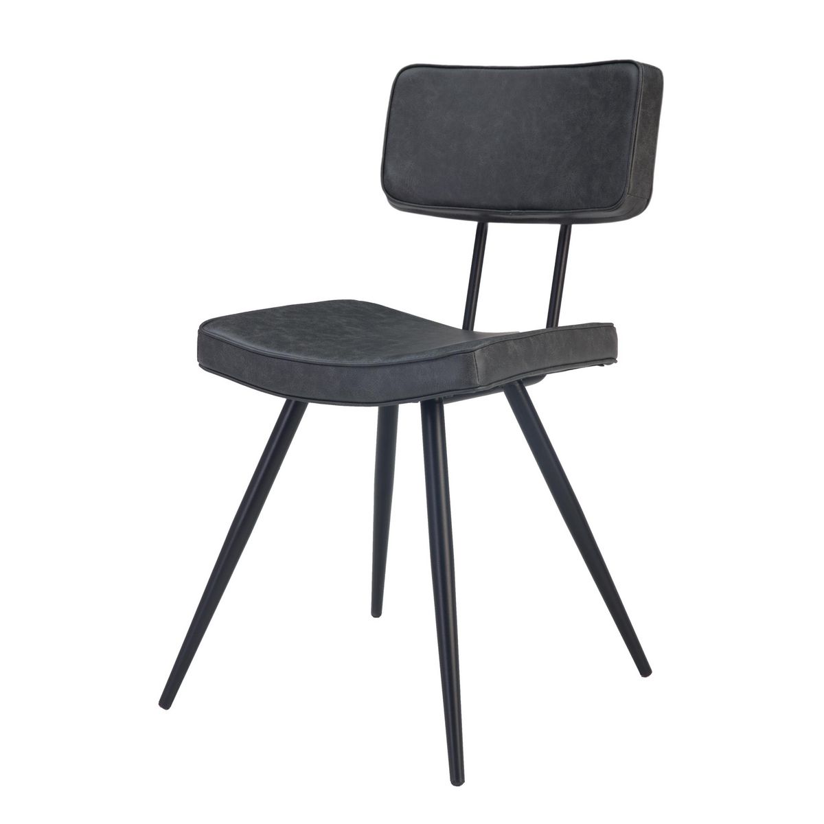 Rendez vous déco Lot de 2 chaises en cuir synthétique gris / noir - Texas