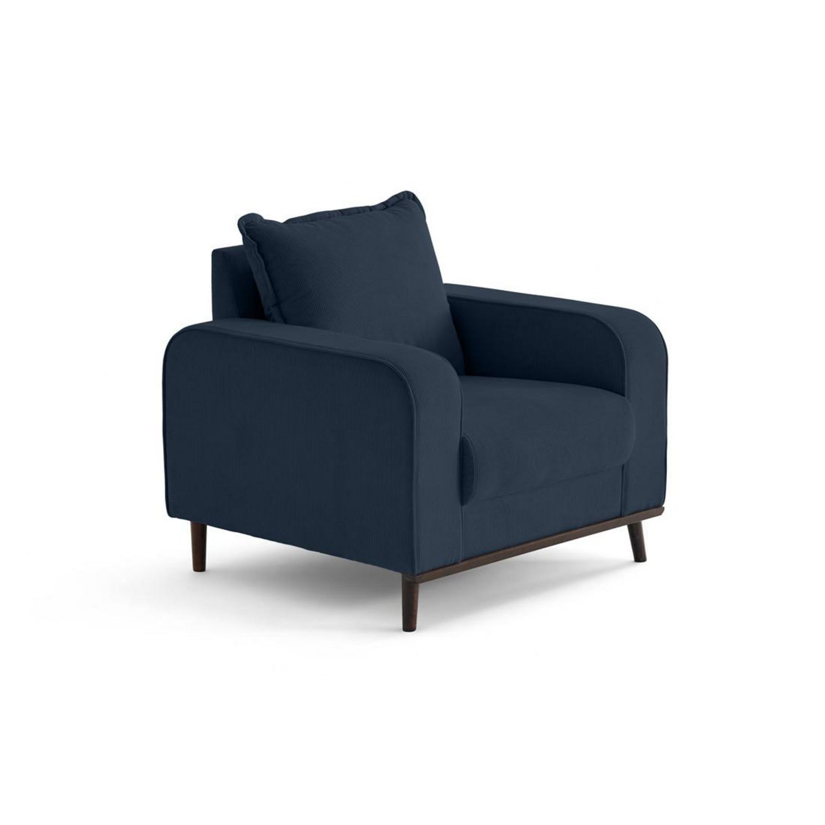 LISA DESIGN Albane - fauteuil en velours côtelé pieds bois foncé