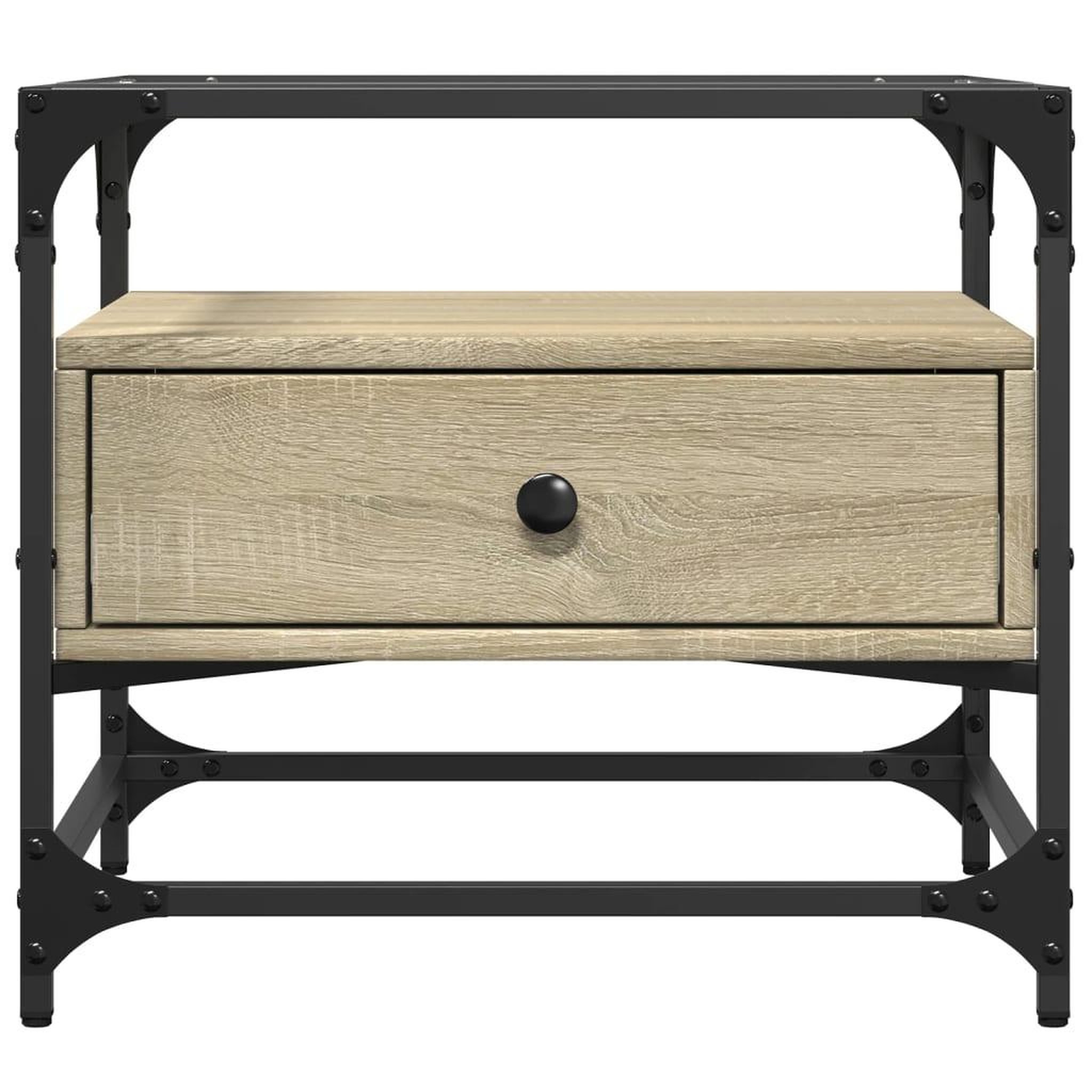 Voir la diapositive 4 : VIDAXL Table basse et dessus en verre chene sonoma 50x50x45 cm acier