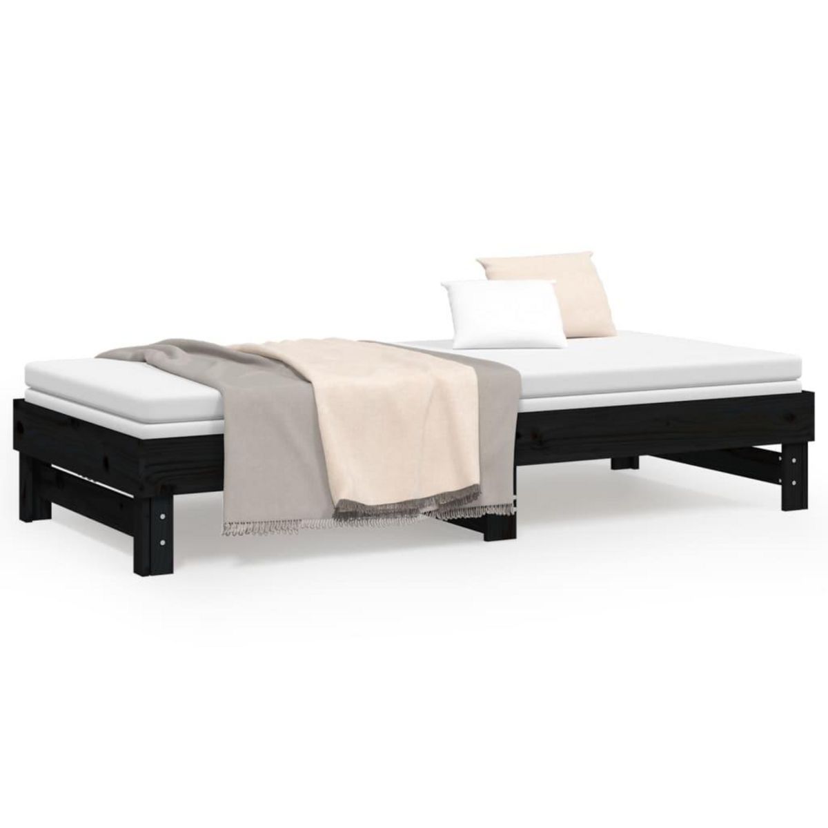 VIDAXL Lit coulissant sans matelas noir 2x(80x200)cm