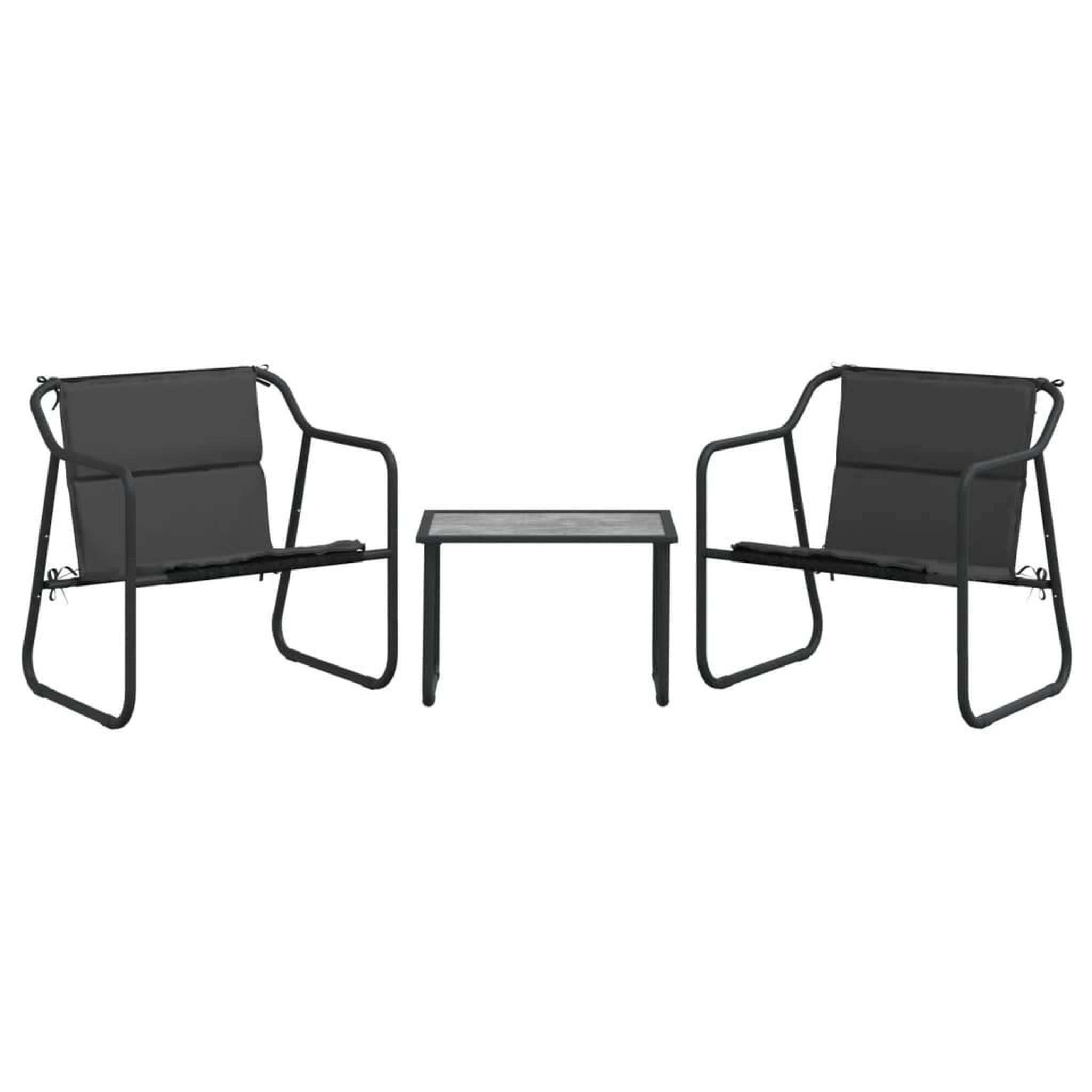 Voir la diapositive 3 : VIDAXL Salon de jardin avec coussins 3 pcs anthracite acier