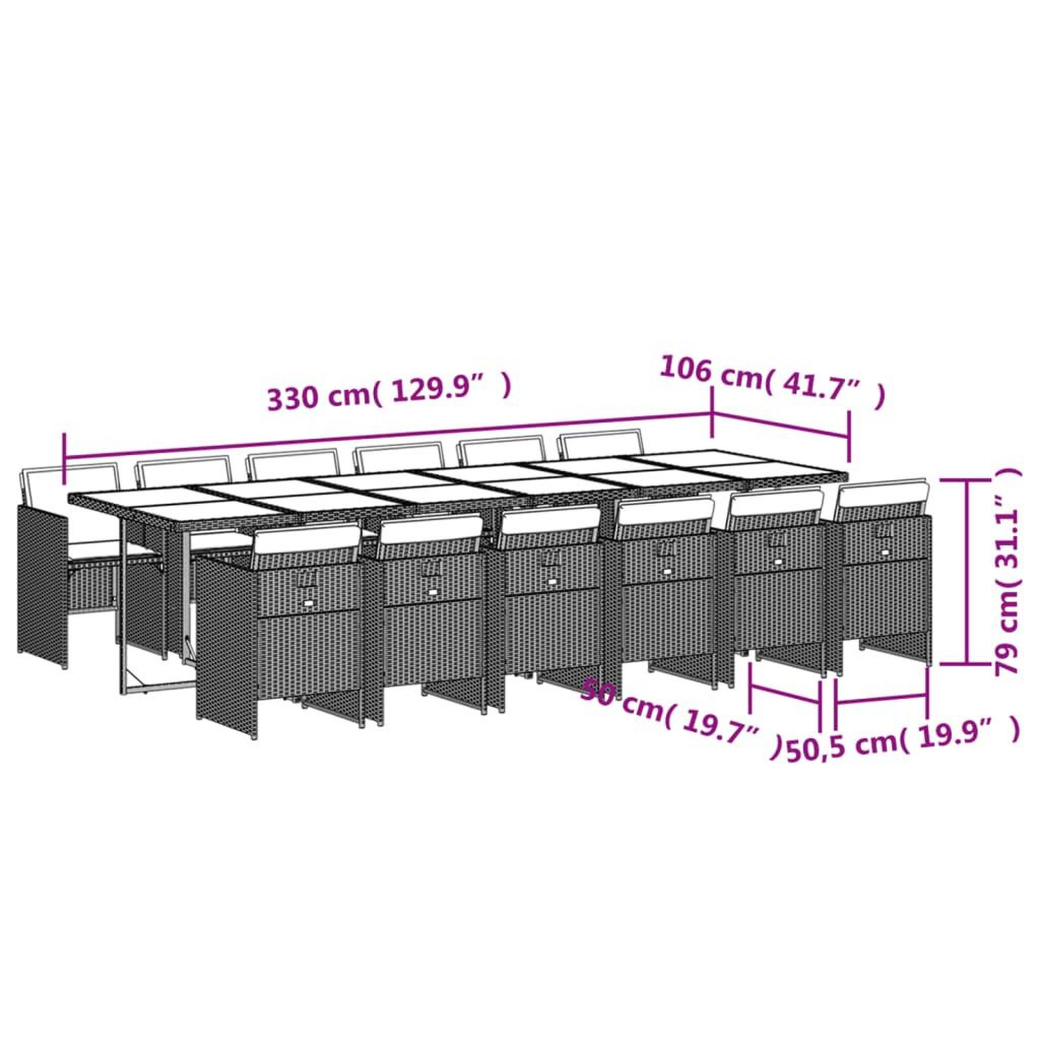 Voir la diapositive 6 : VIDAXL Ensemble a manger de jardin et coussins 13 pcs gris clair rotin