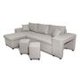 Voir la diapositive 4 : Canapé d'angle convertible avec coffre 3 places + 2 poufs à droite et étagère à gauche MACHA
