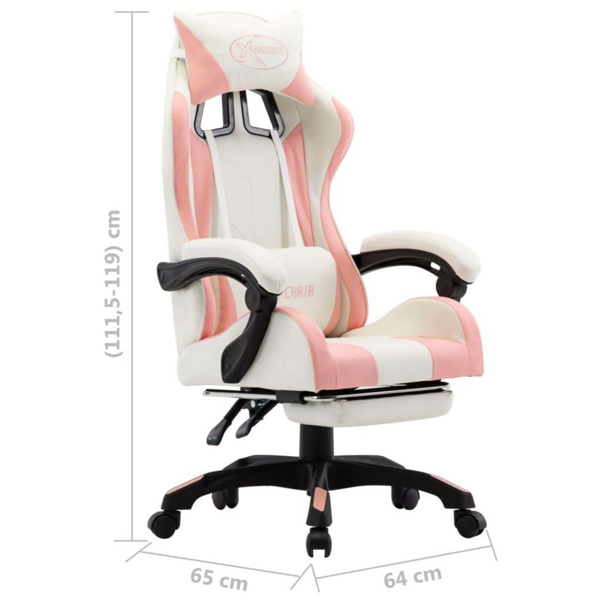 VIDAXL Fauteuil de jeux video et repose-pied Rose et blanc Similicuir