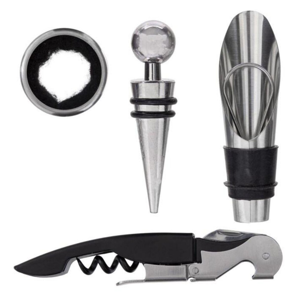 SECRET DE GOURMET Coffret Sommelier 4 Pièces  Arthur  15cm Noir