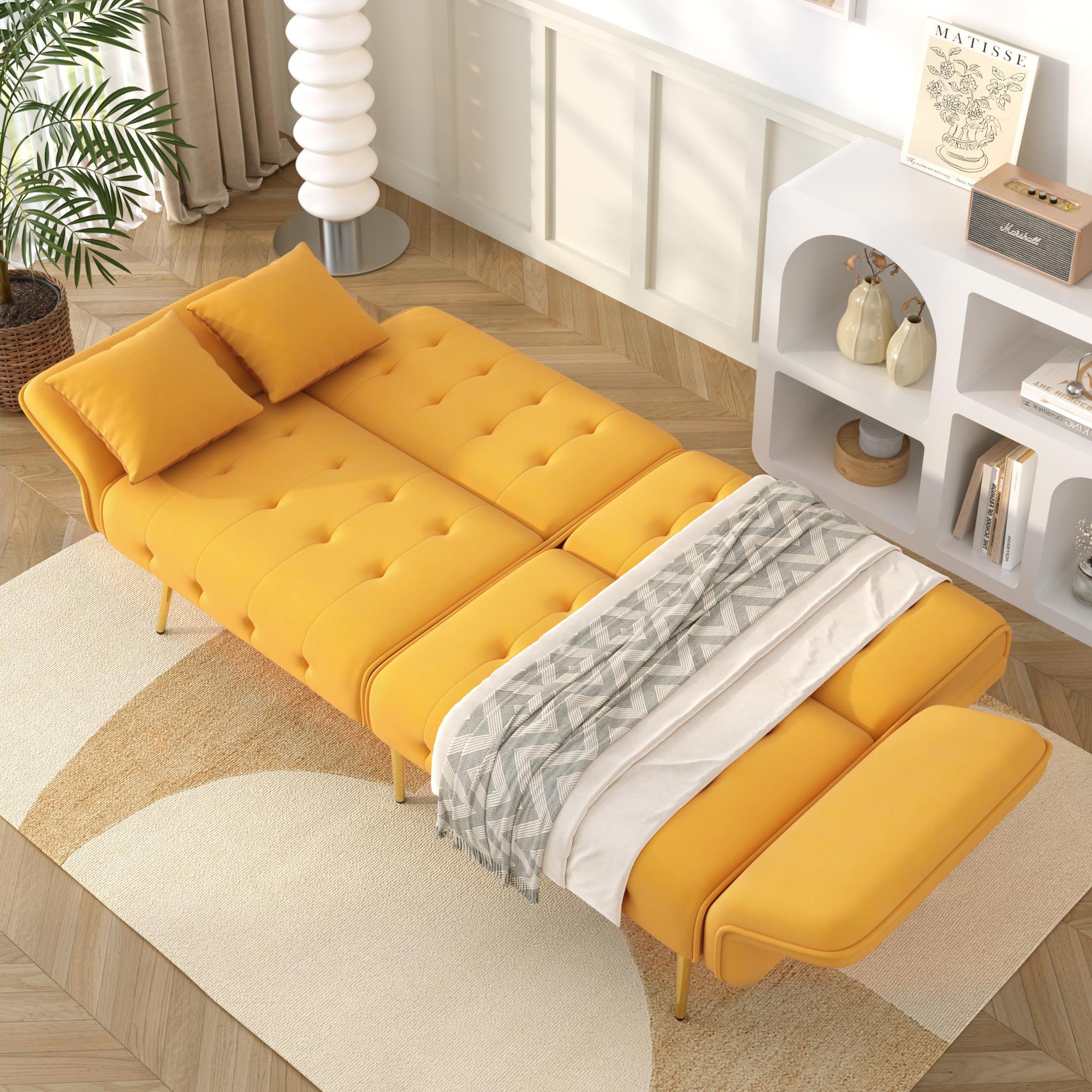 Voir la diapositive 5 : MERAX Canapé droit convertible 2 pl velours