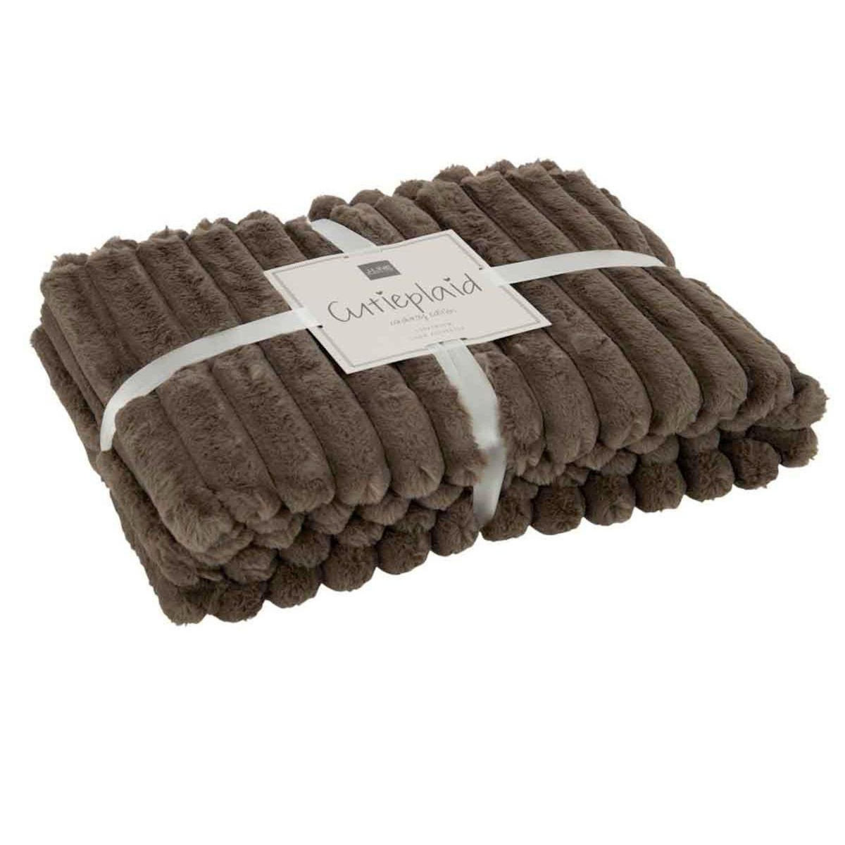 Paris Prix Plaid Design Uni  Corduroy  130x180cm Taupe Foncé