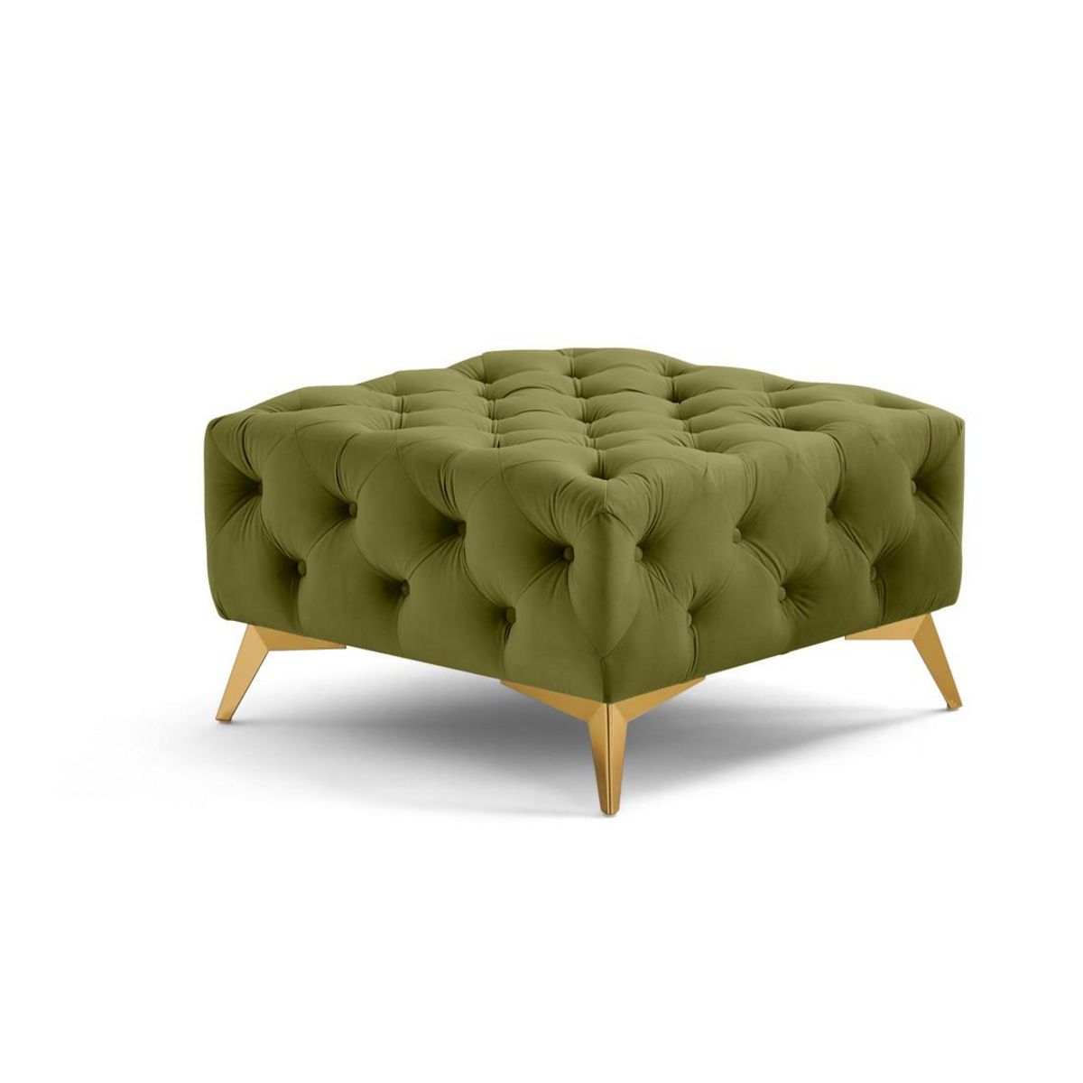 LISA DESIGN Camden - pouf chesterfield en velours - pieds en métal doré
