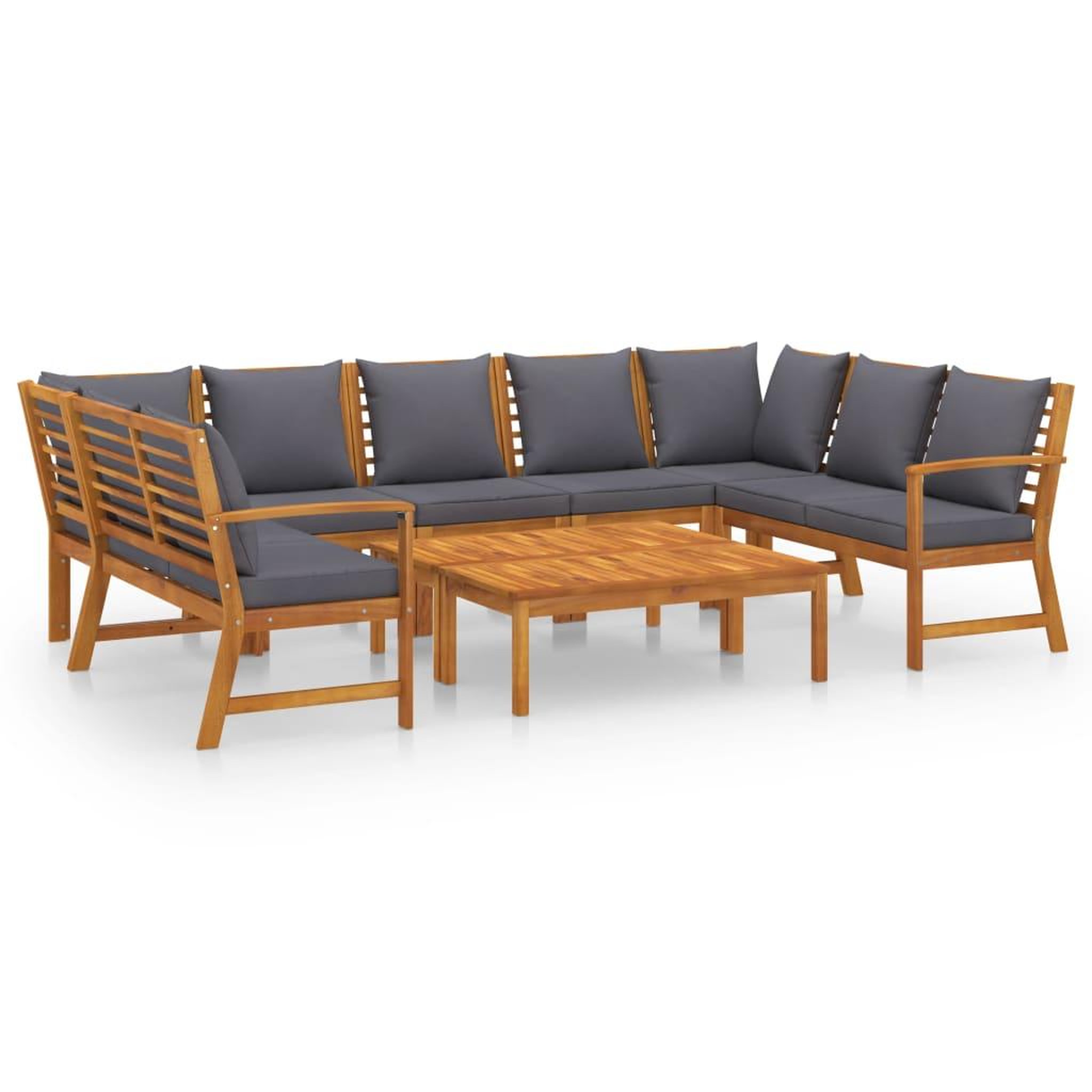 VIDAXL Salon de jardin 9 pcs avec coussin Bois d'acacia solide