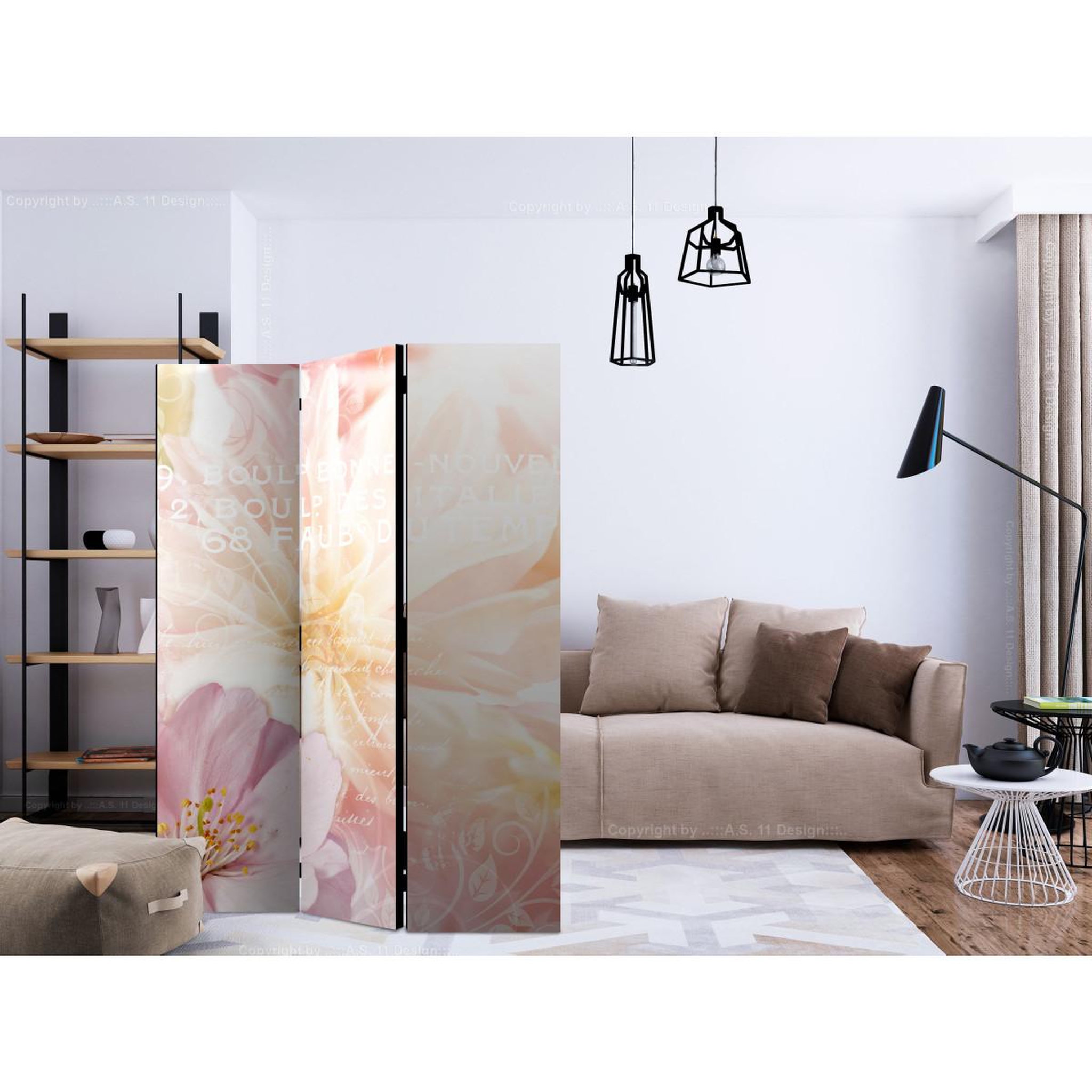 Voir la diapositive 2 : Paris Prix Paravent 3 volets  romantic message  135x172cm