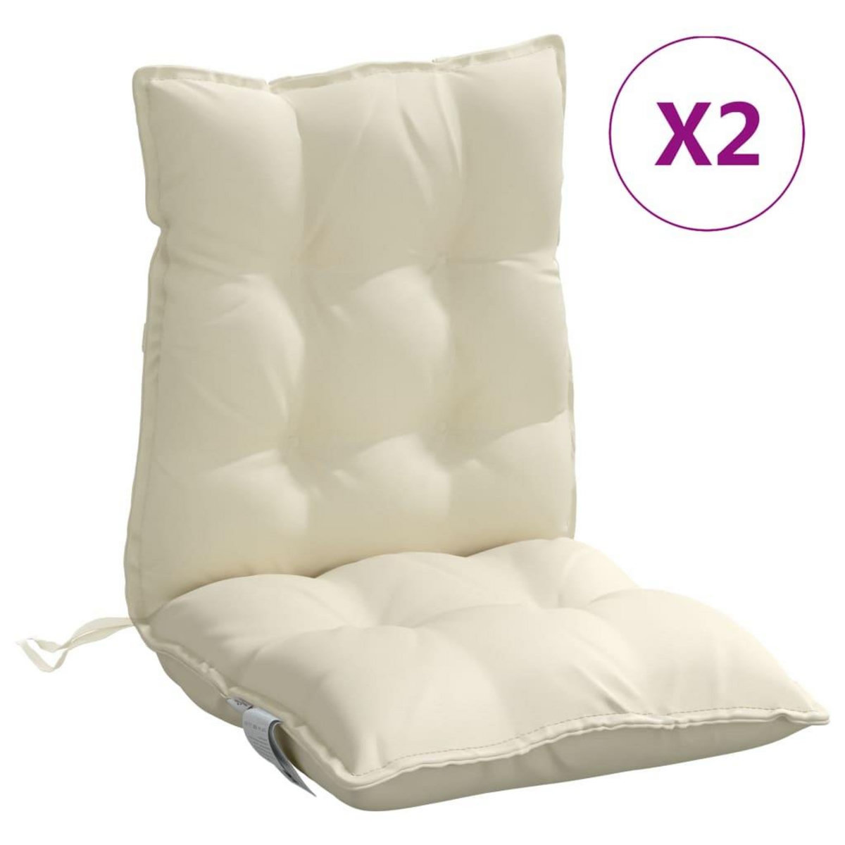 VIDAXL Coussins de chaise a dossier bas lot de 2 creme tissu oxford
