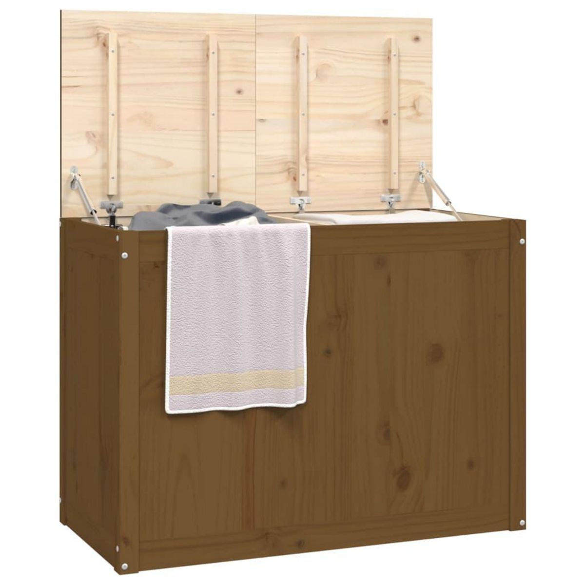 VIDAXL Boîte a linge Marron miel 88,5x44x66 cm Bois massif de pin