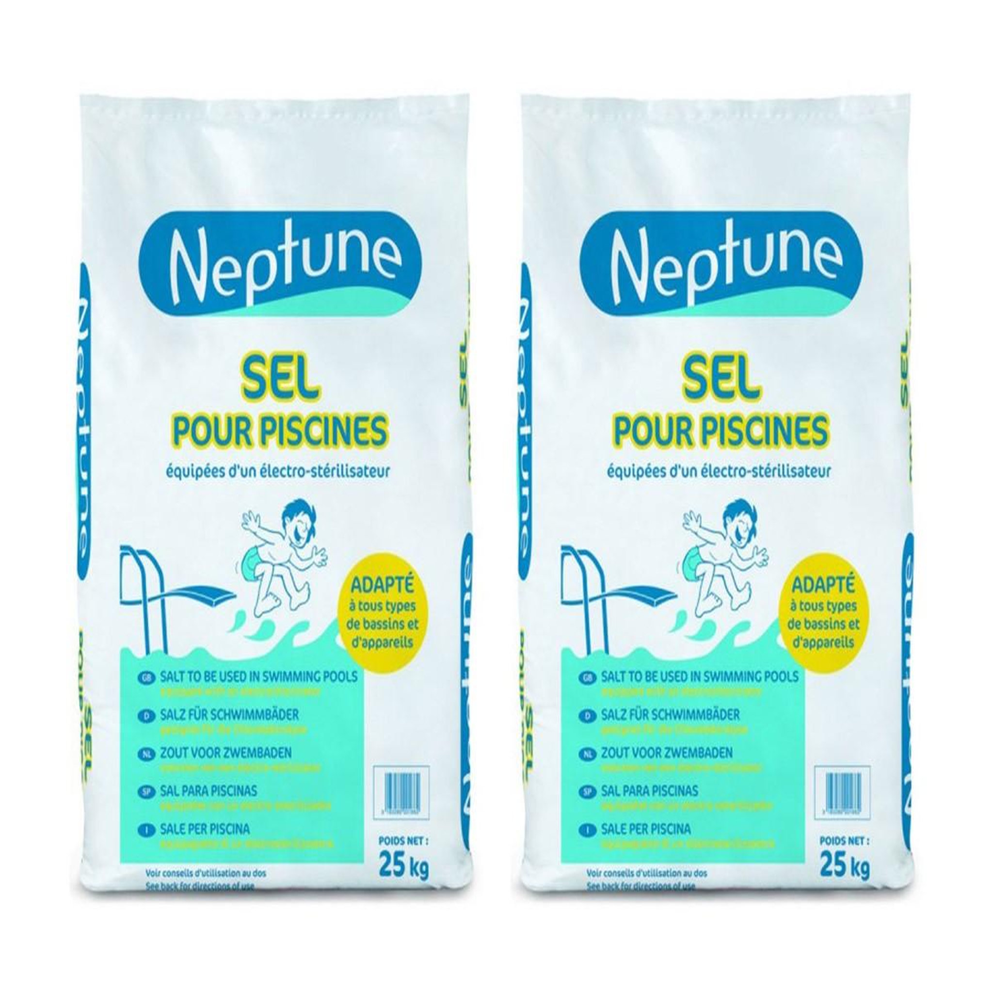 NEPTUNE Lot de 2 sacs de sel de piscine 25 kg - neptune