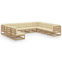Voir la diapositive 1 : VIDAXL Salon de jardin 10 pcs avec coussins Marron miel Bois de pin