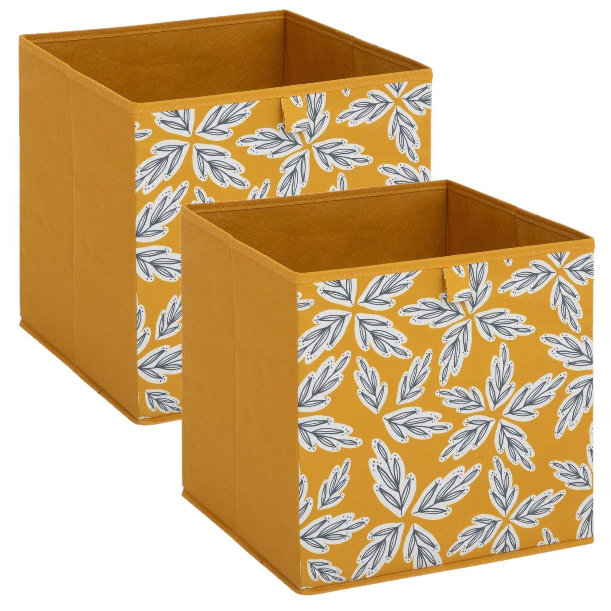 TOILINUX Lot de 2 boites de rangement folia - l. 31 x l.31 x h. 31 cm - jaune