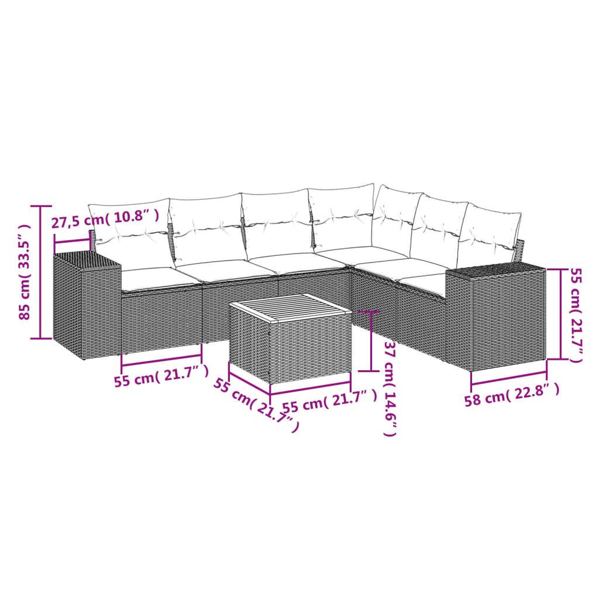 Voir la diapositive 4 : VIDAXL Salon de jardin 7 pcs avec coussins noir resine tressee
