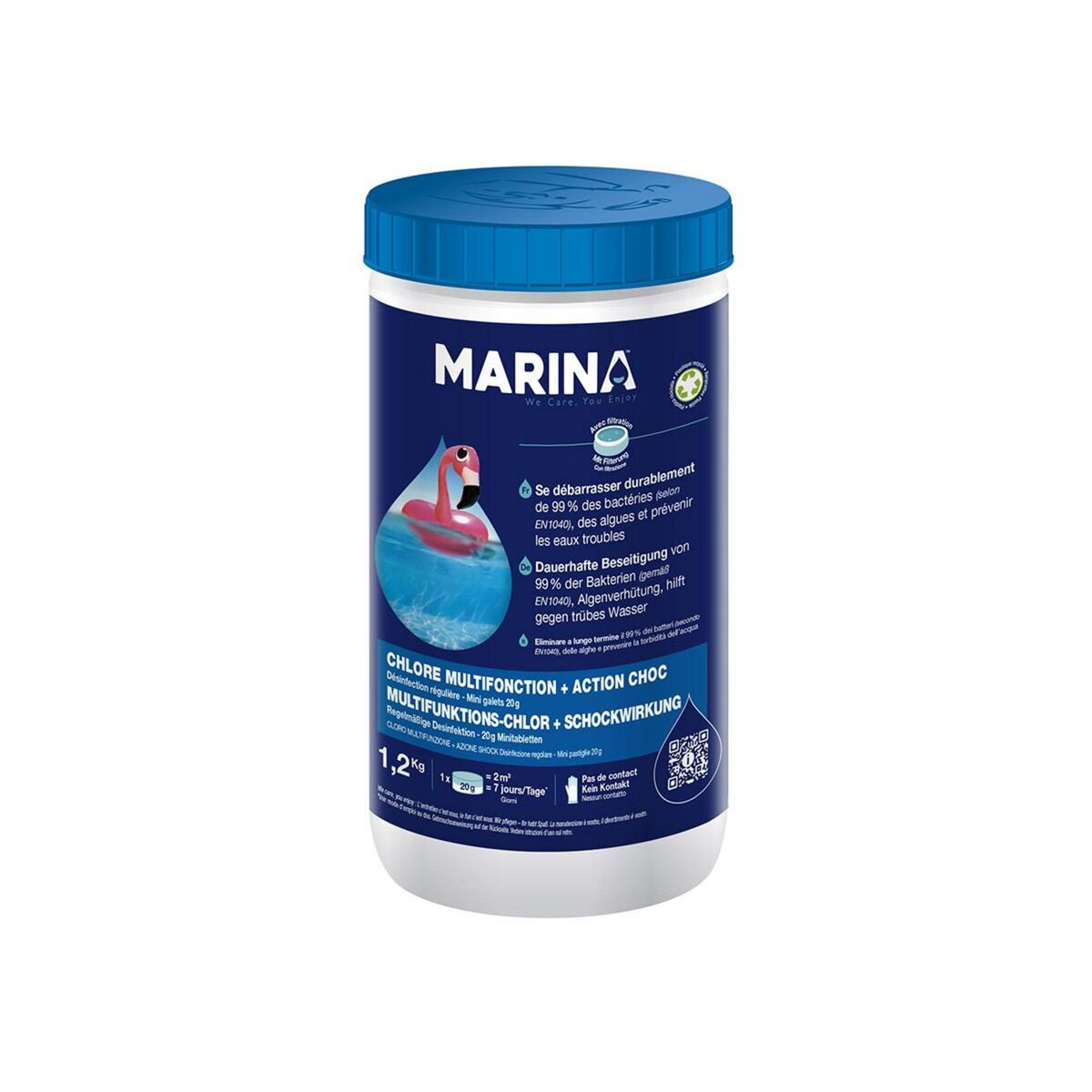 MARINA Chlore multifonction + Action choc galets bi-couche 1,2 kg - Marina