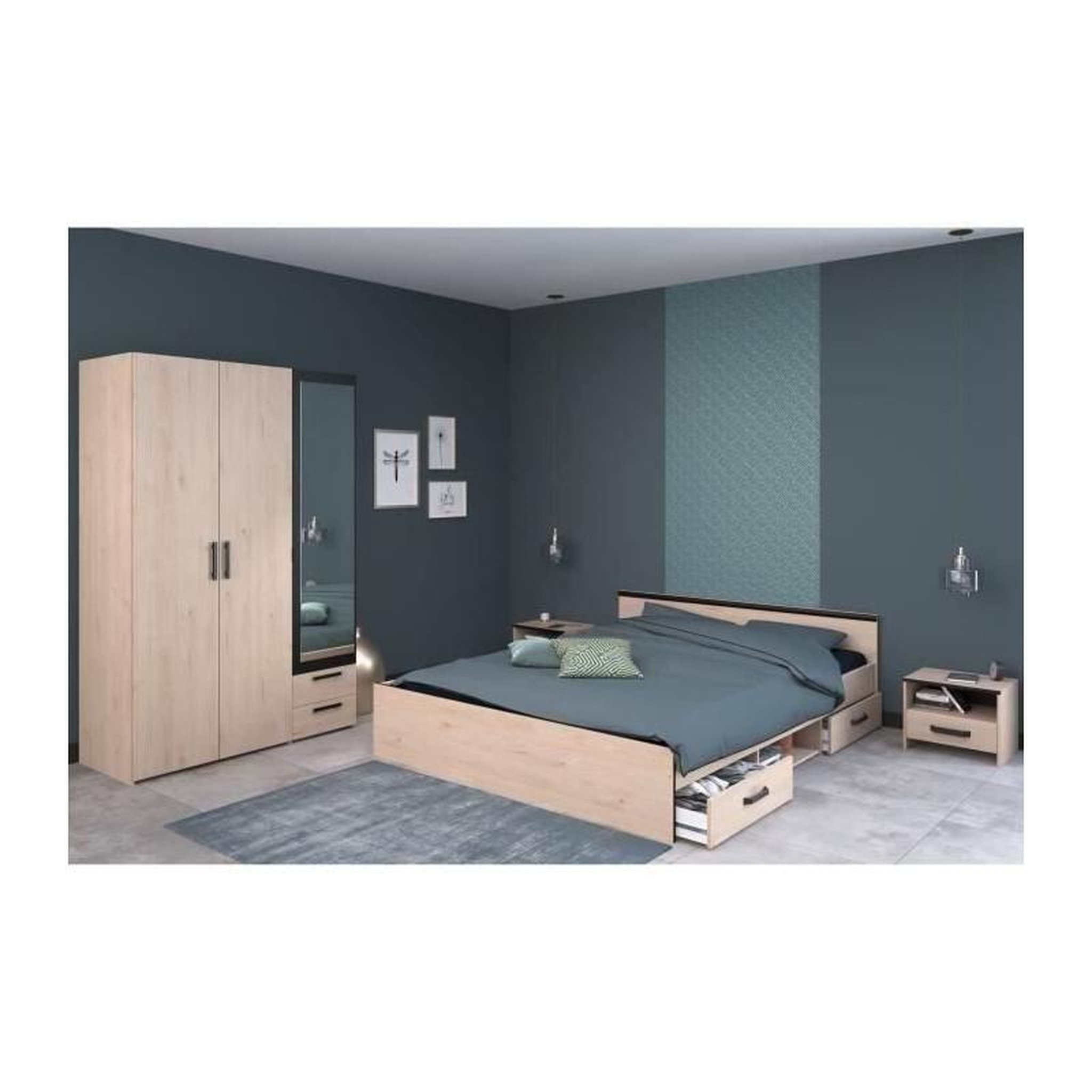 PARISOT Chambre complete adulte - ZODIAC INDUS - Chene et noir - PARISOT