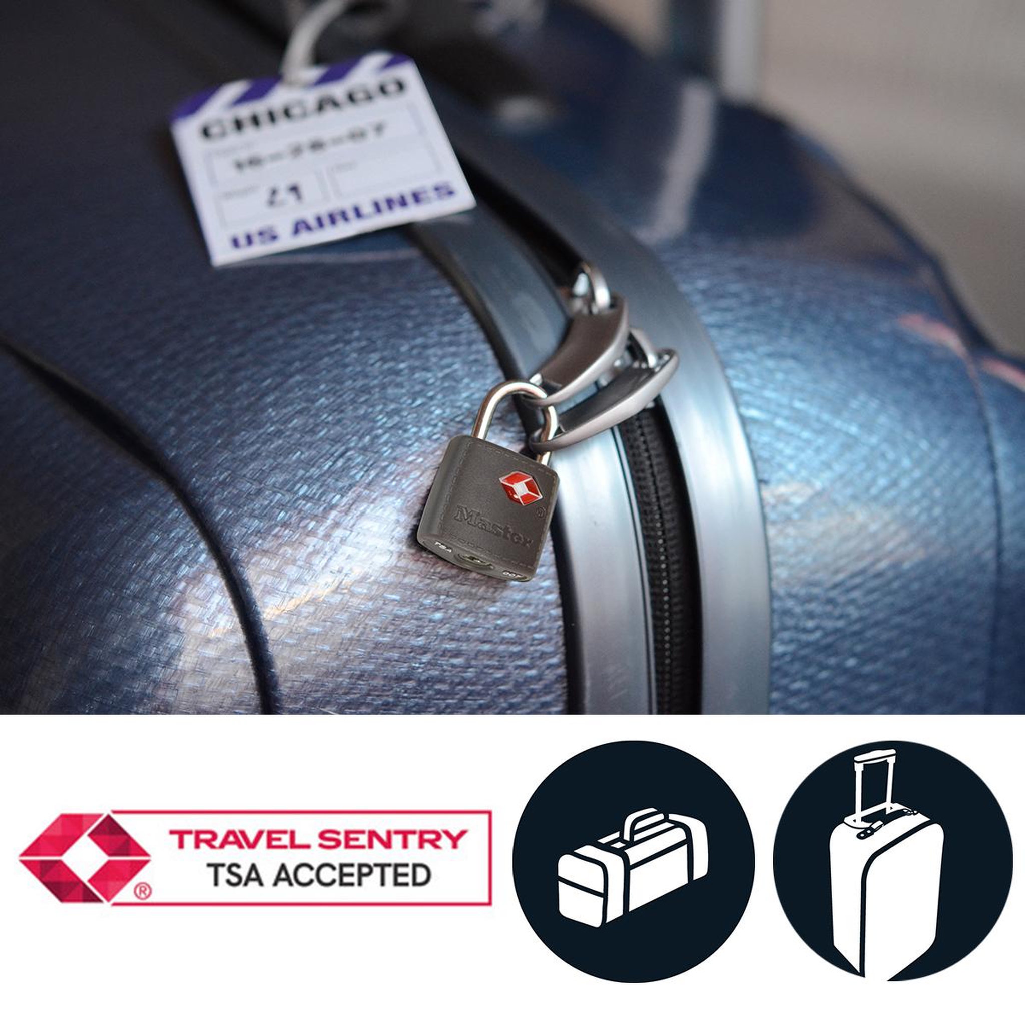 Master lock 4695EURTAST Pack de 2 Cadenas à Clés TSA, Couleur Aléatoire, 3,8 x 2,3 x 1,1 cm