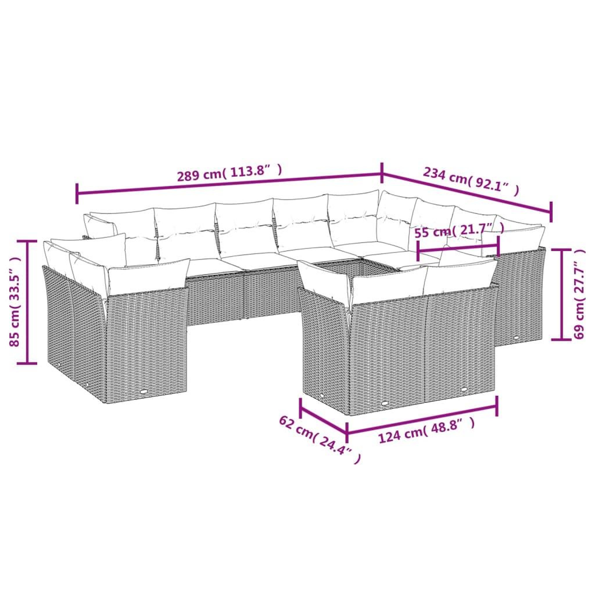 Voir la diapositive 4 : VIDAXL Salon de jardin avec coussins 12 pcs marron resine tressee